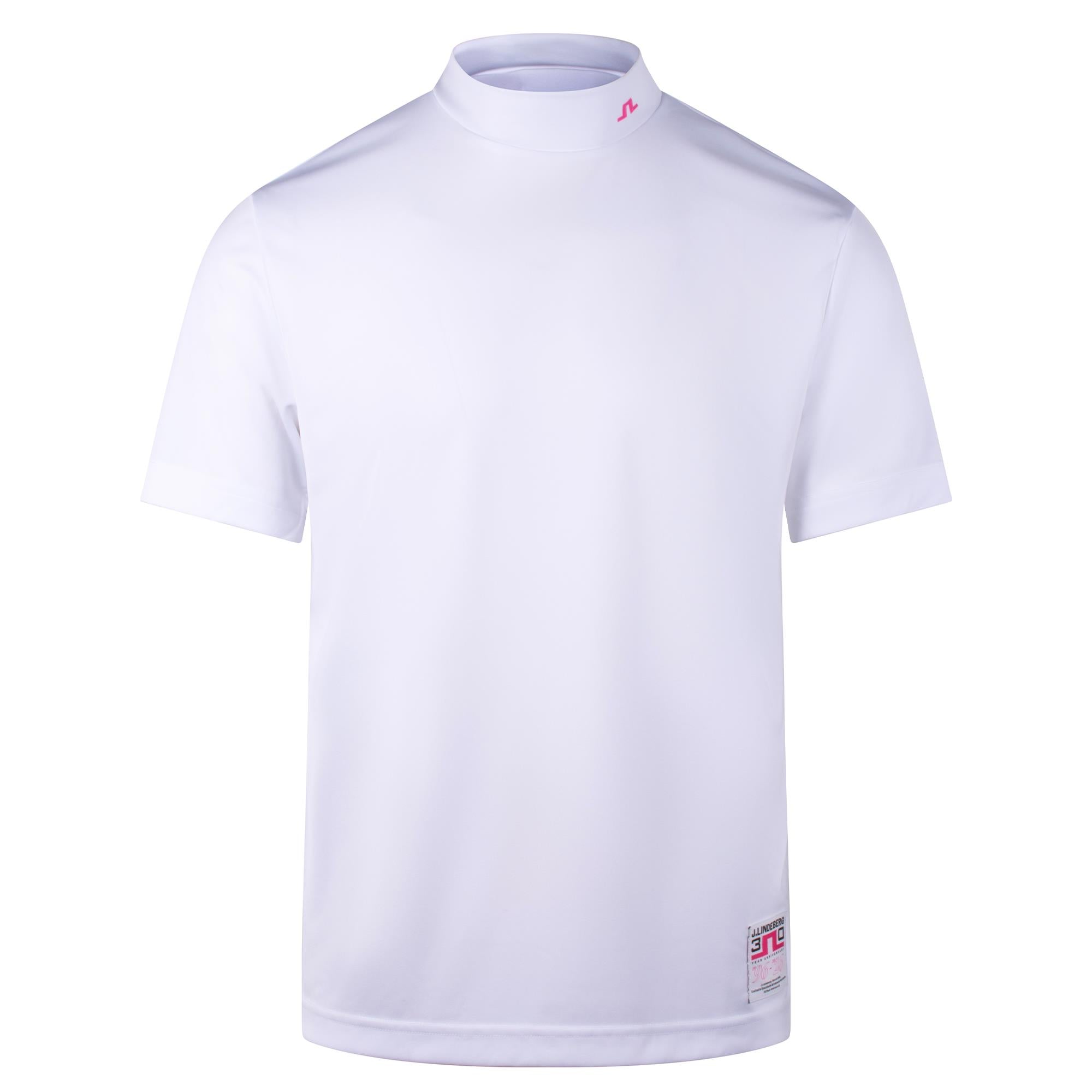 J Lindeberg 30Y Rory KV Mock Neck Mens Golf Polo Shirt White