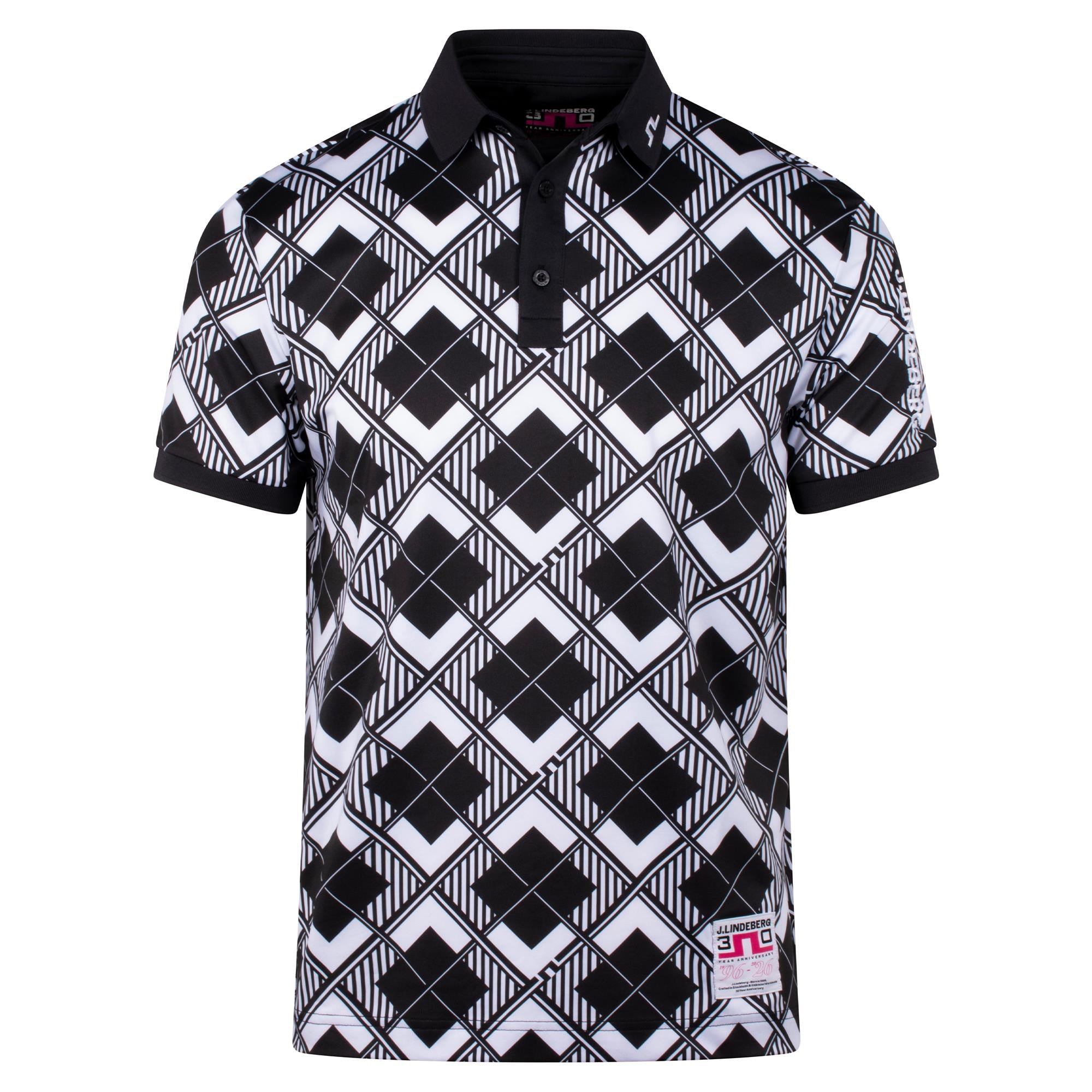 J Lindeberg 30Y Tour Tech Argyle Mens Golf Polo Shirt