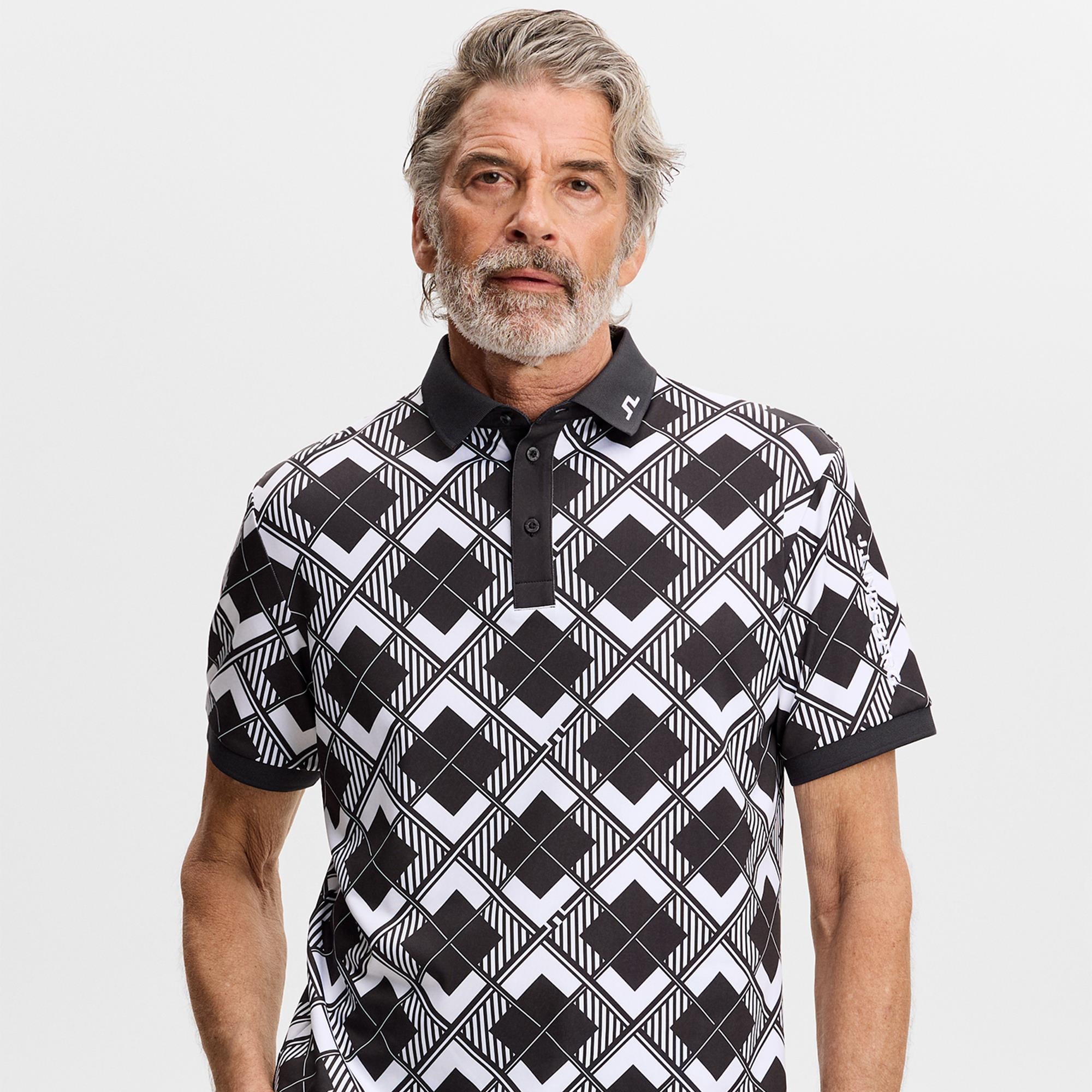 J Lindeberg 30Y Tour Tech Argyle Mens Golf Polo Shirt