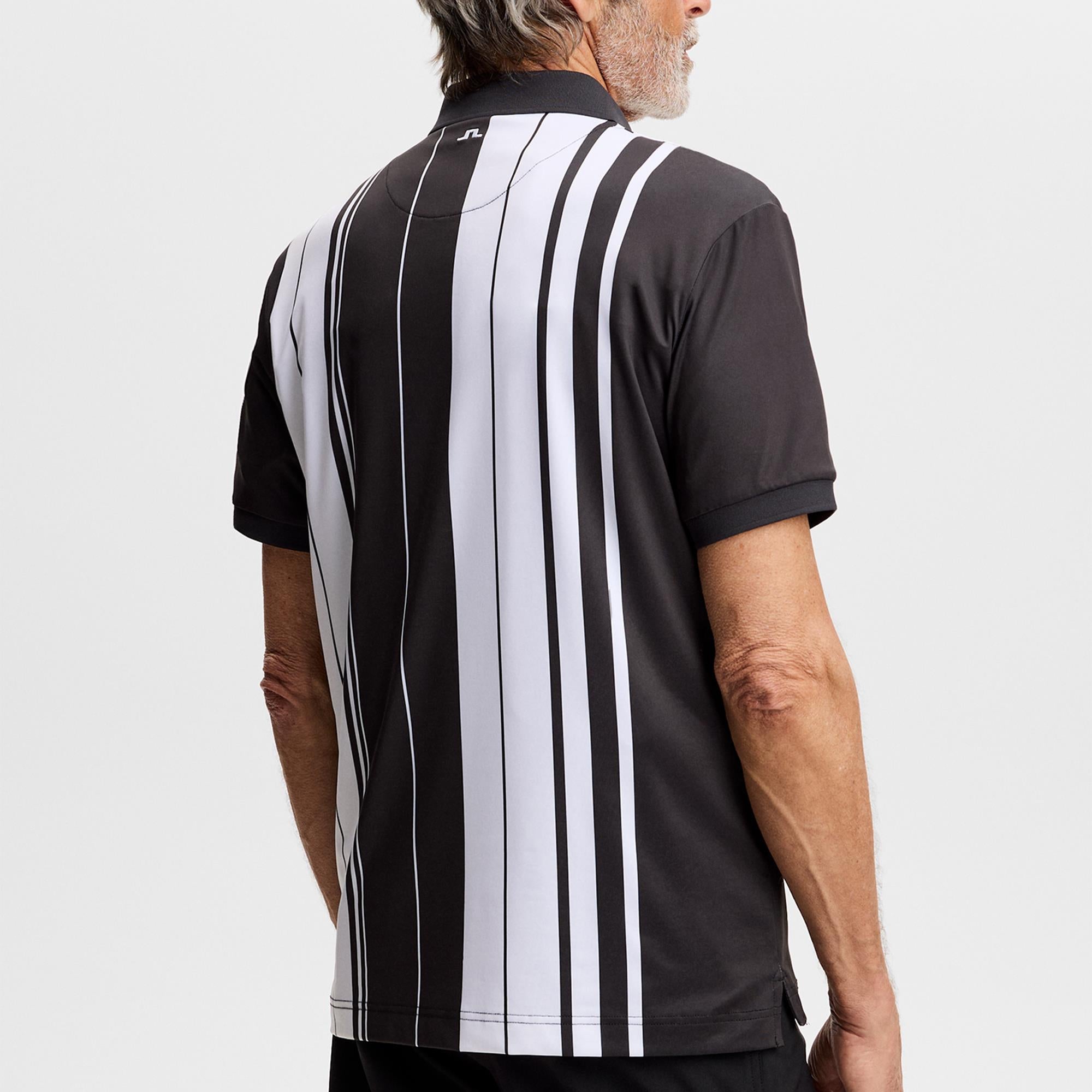 J Lindeberg 30Y Tour Tech Striped Mens Golf Polo Stripe Placement Graphic