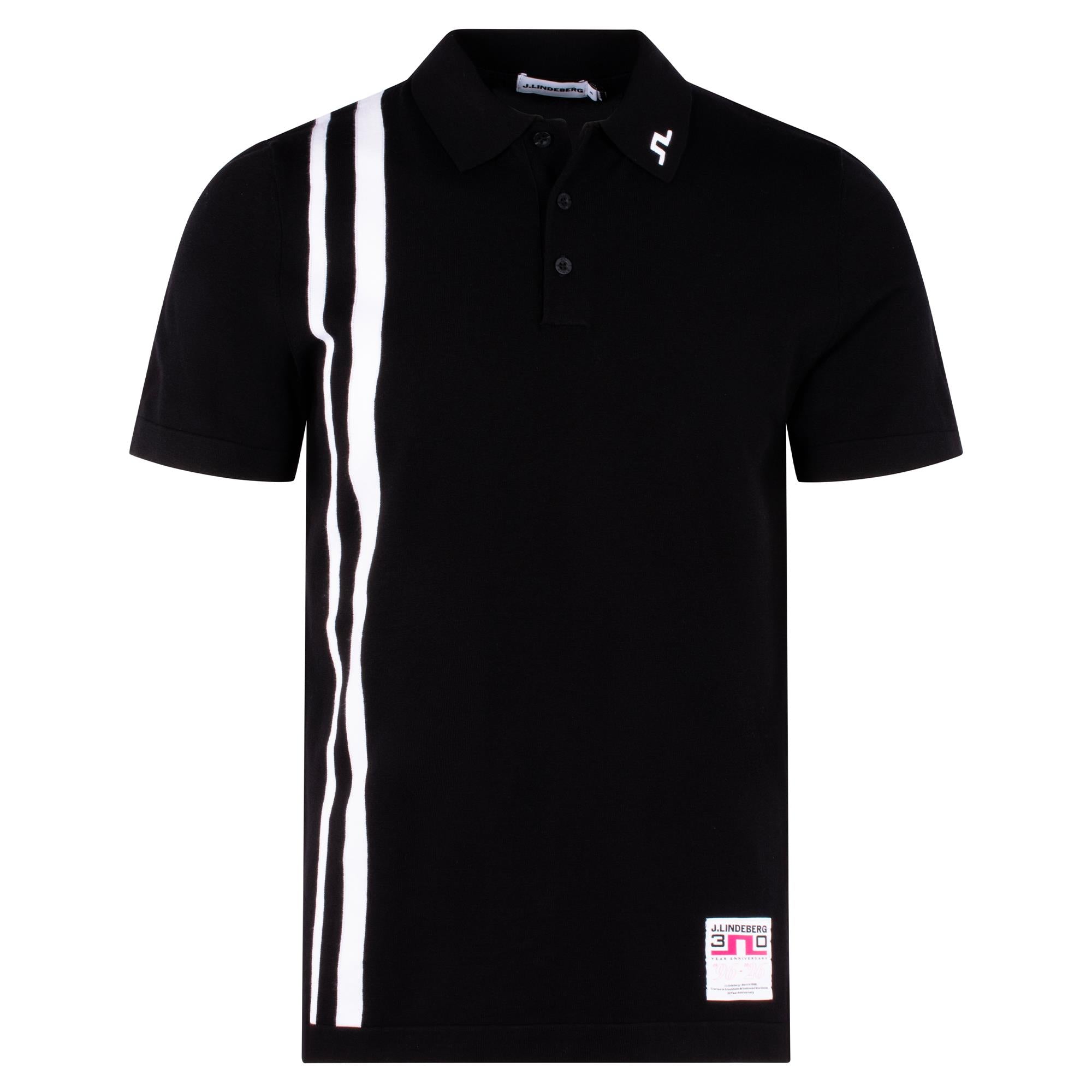 J Lindeberg 30Y Wallis Knit Mens Golf Polo Shirt Black