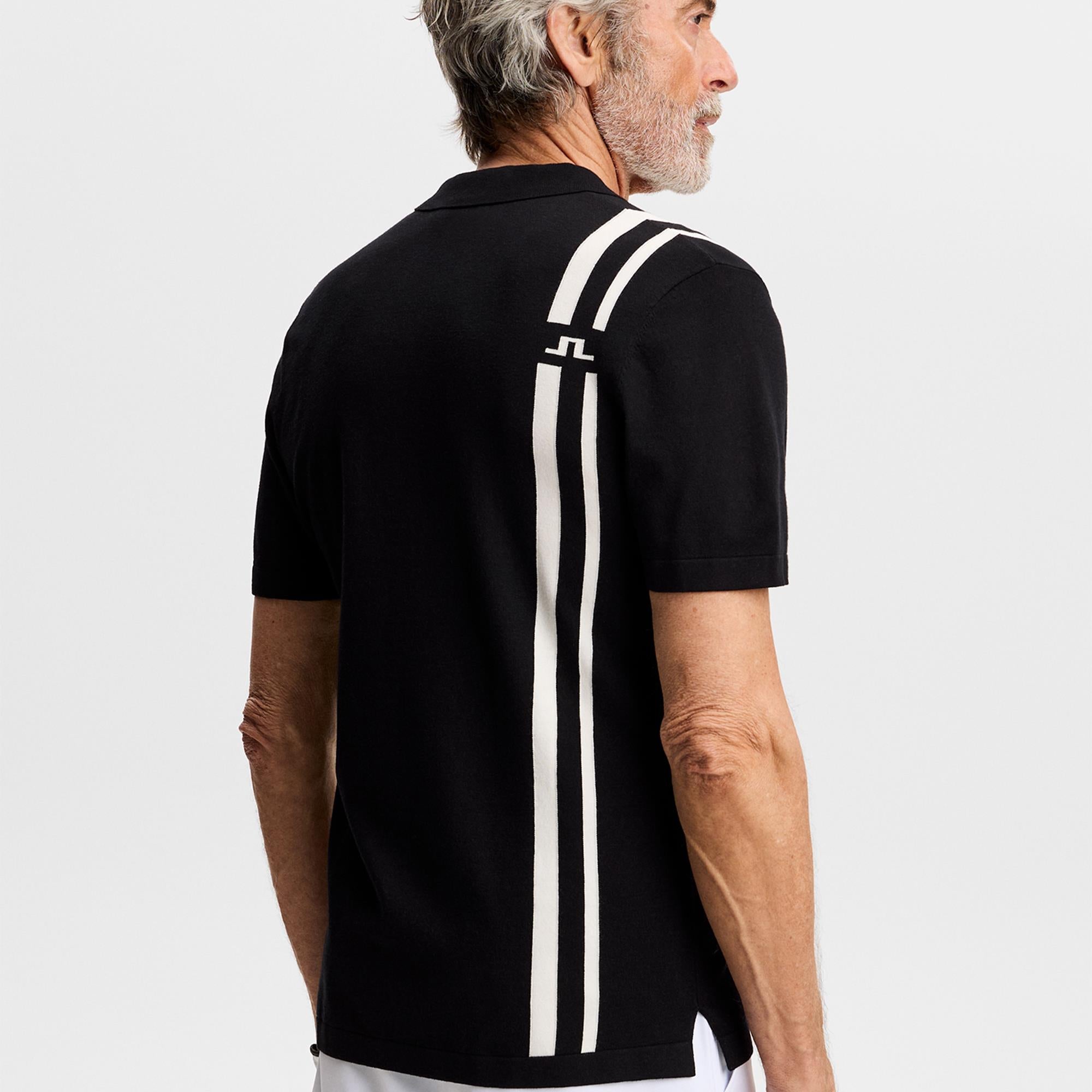 J Lindeberg 30Y Wallis Knit Mens Golf Polo Shirt Black