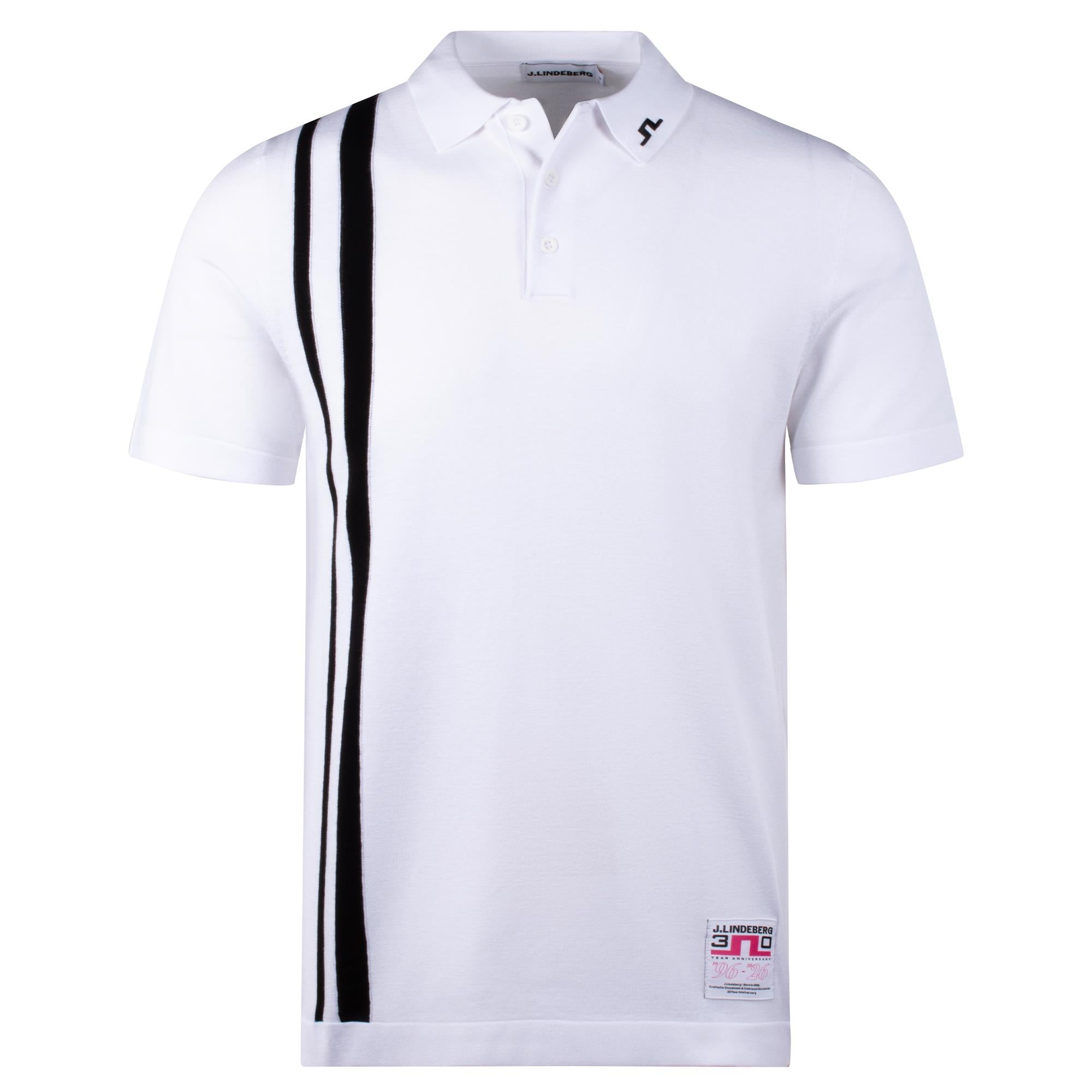 J Lindeberg 30Y Wallis Knit Mens Golf Polo Shirt White