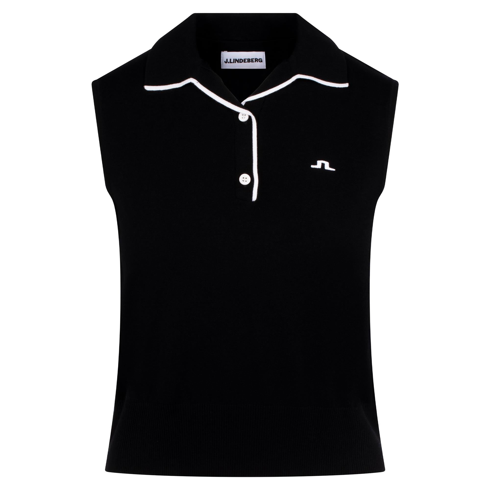 J Lindeberg 30Y Becca Knit Ladies Golf Polo Shirt Black