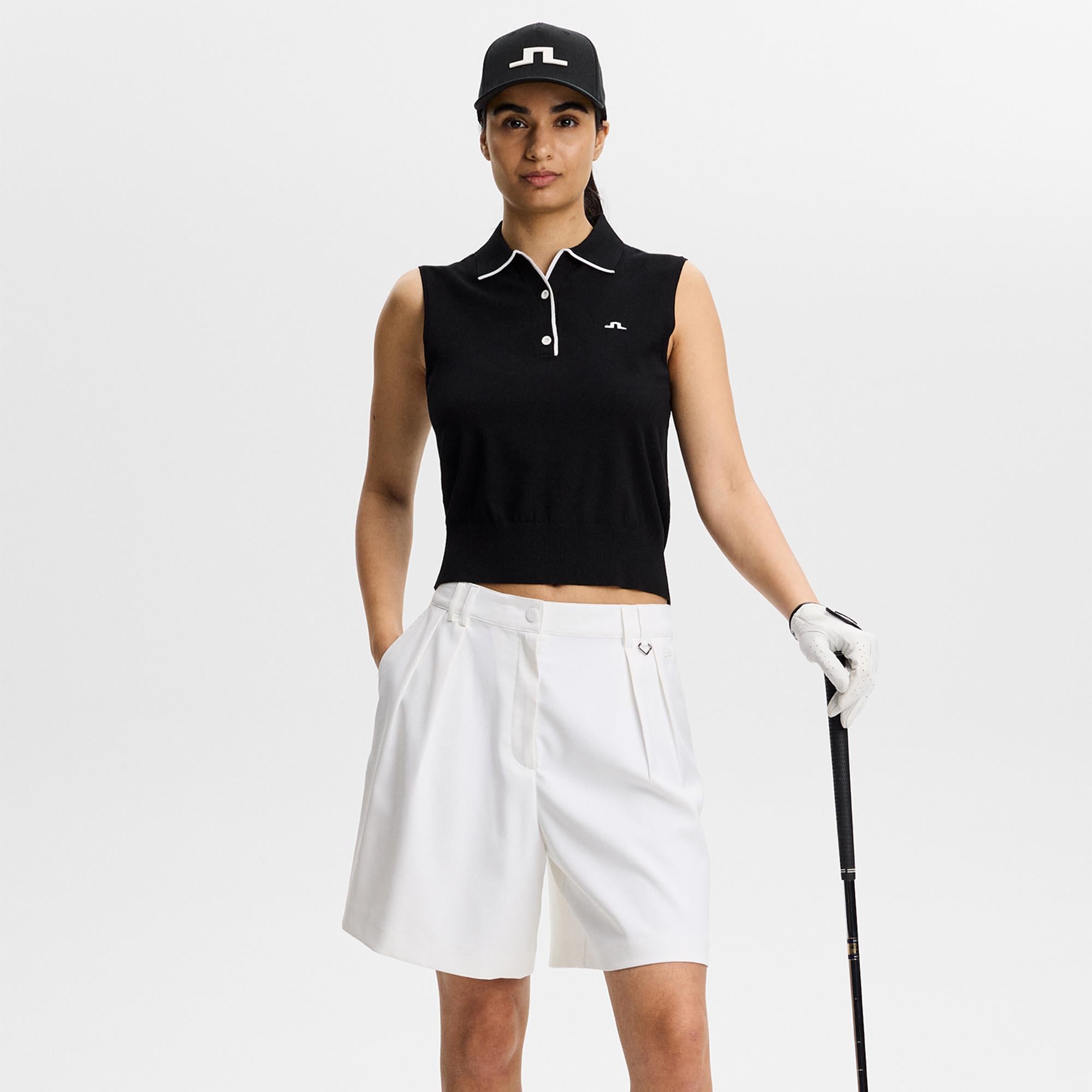 J Lindeberg 30Y Becca Knit Ladies Golf Polo Shirt Black