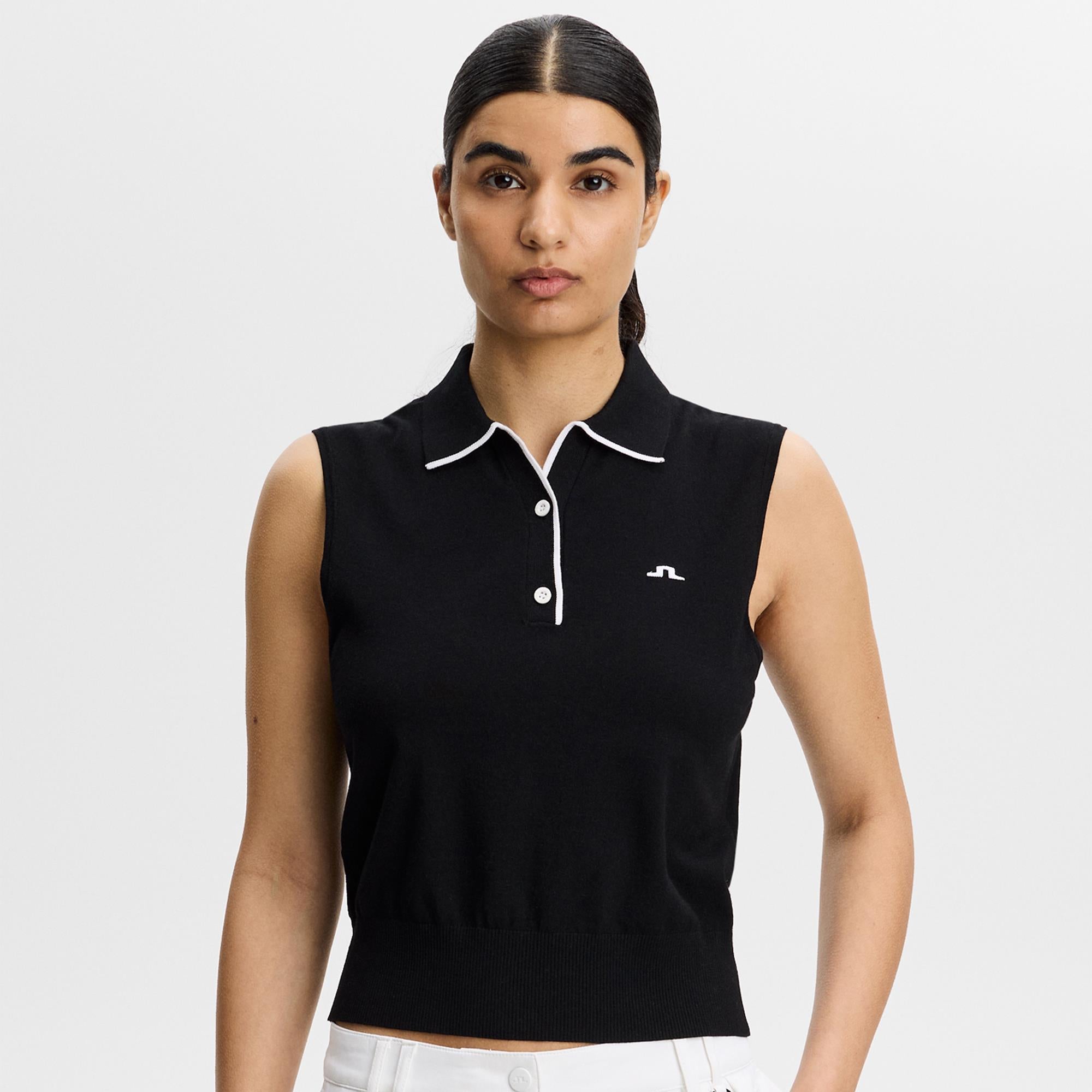 J Lindeberg 30Y Becca Knit Ladies Golf Polo Shirt Black