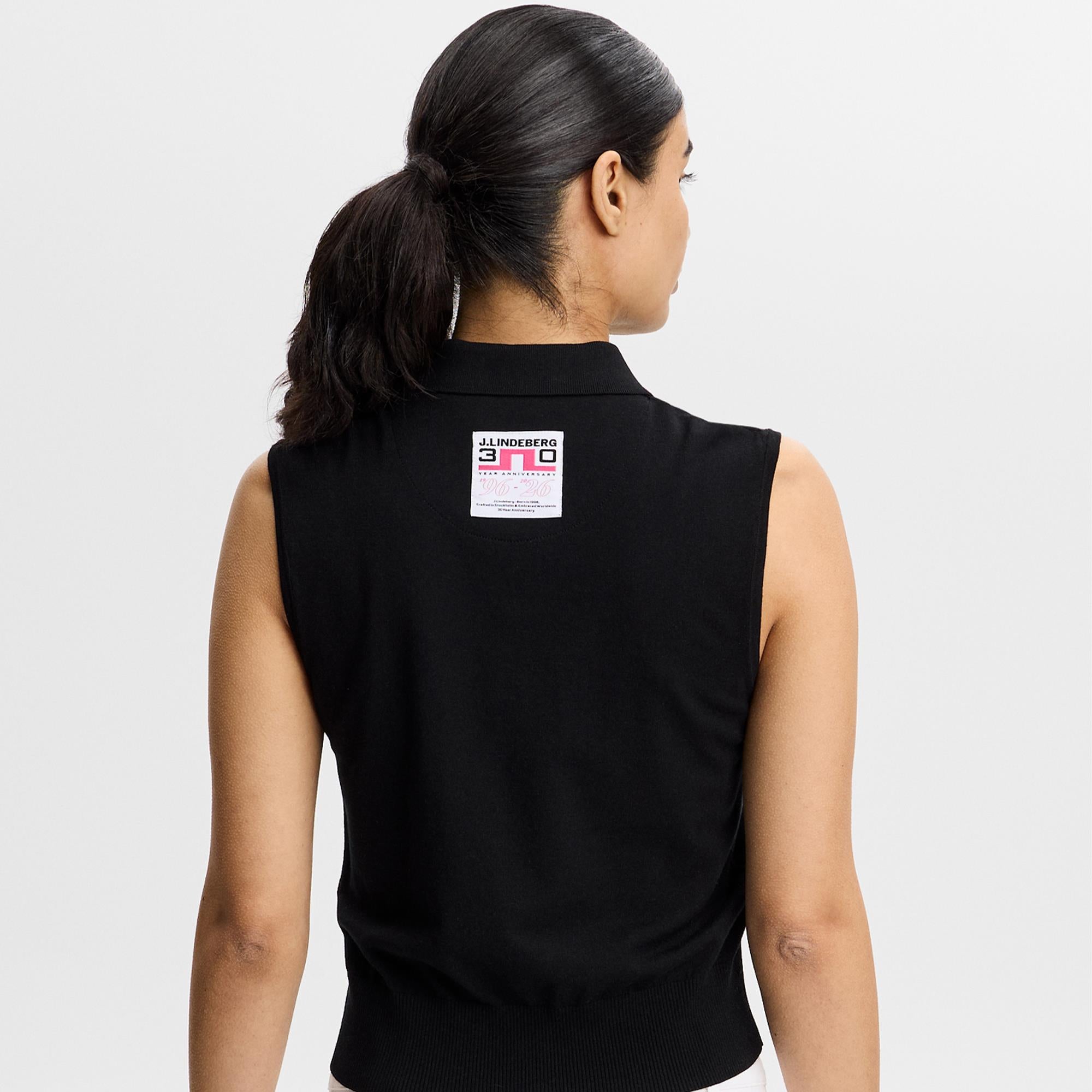 J Lindeberg 30Y Becca Knit Ladies Golf Polo Shirt Black