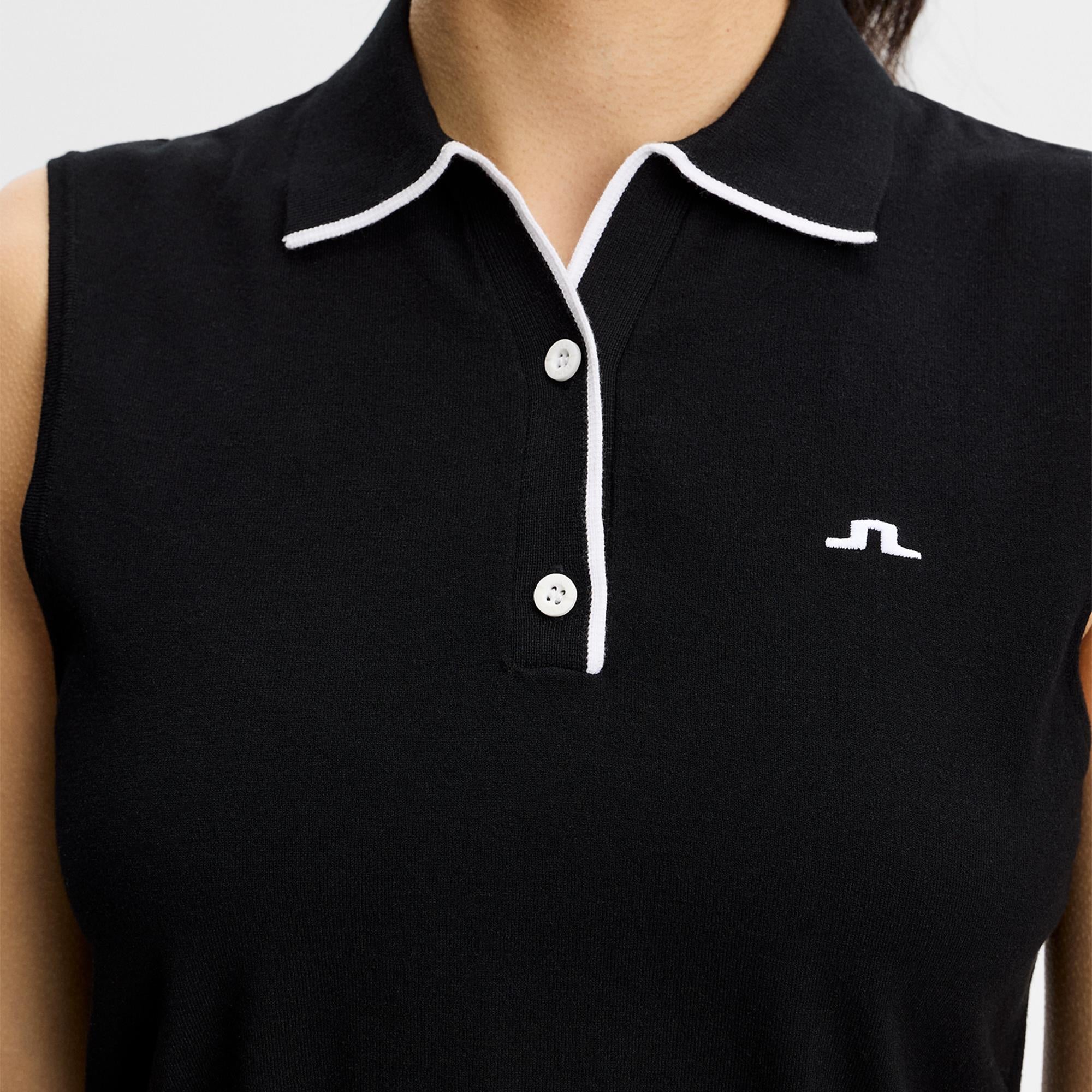 J Lindeberg 30Y Becca Knit Ladies Golf Polo Shirt Black