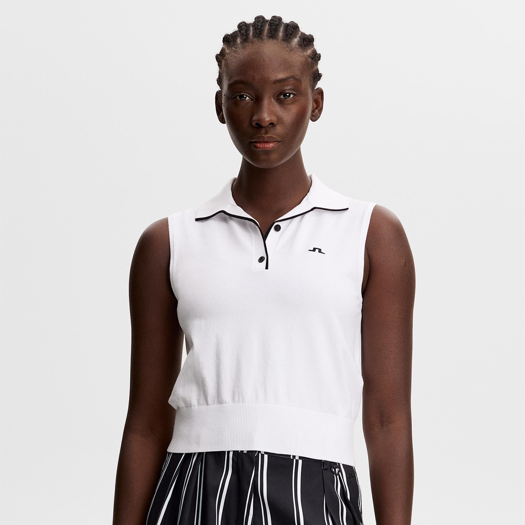 J Lindeberg 30Y Becca Knit Ladies Golf Polo Shirt White
