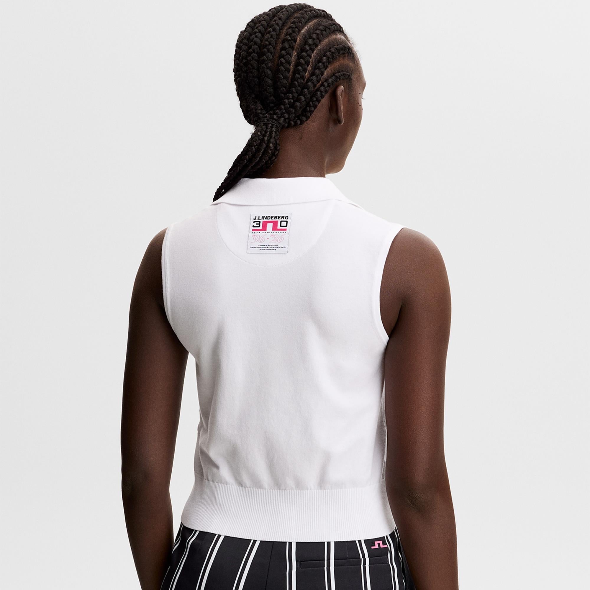 J Lindeberg 30Y Becca Knit Ladies Golf Polo Shirt White