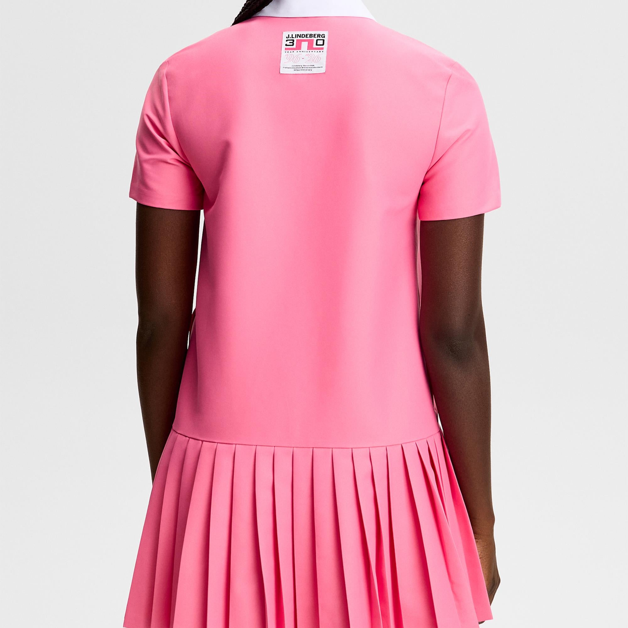 J Lindeberg 30Y Grace Pleated Ladies Golf Dress Azalea