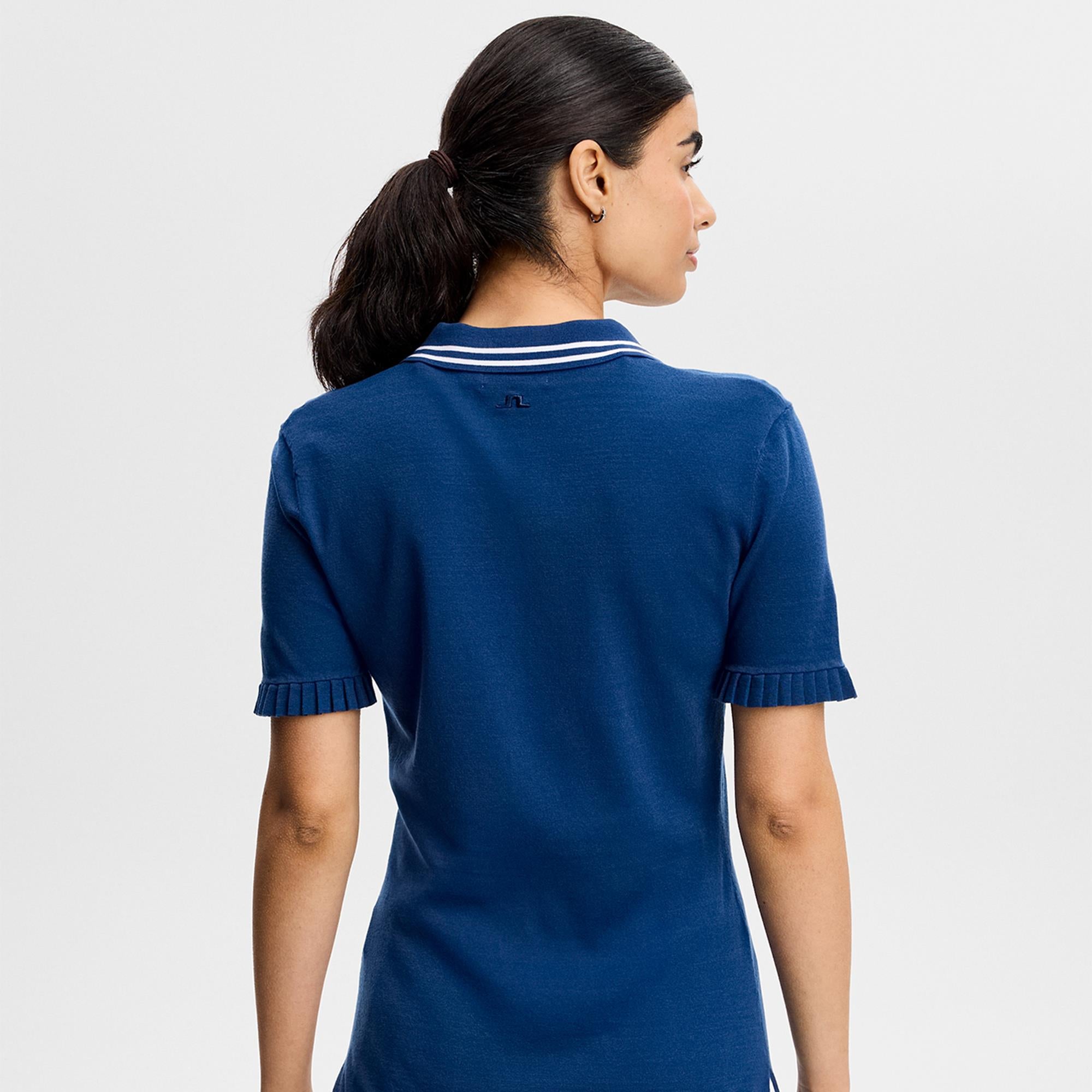 J Lindeberg Mira Knitted Ladies Golf Polo Shirt Estate Blue