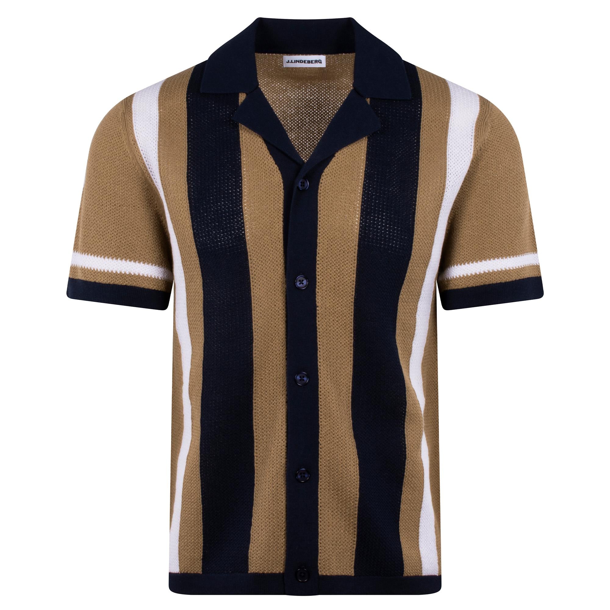 J Lindeberg Remus Resort Collar Knit Polo Kelp