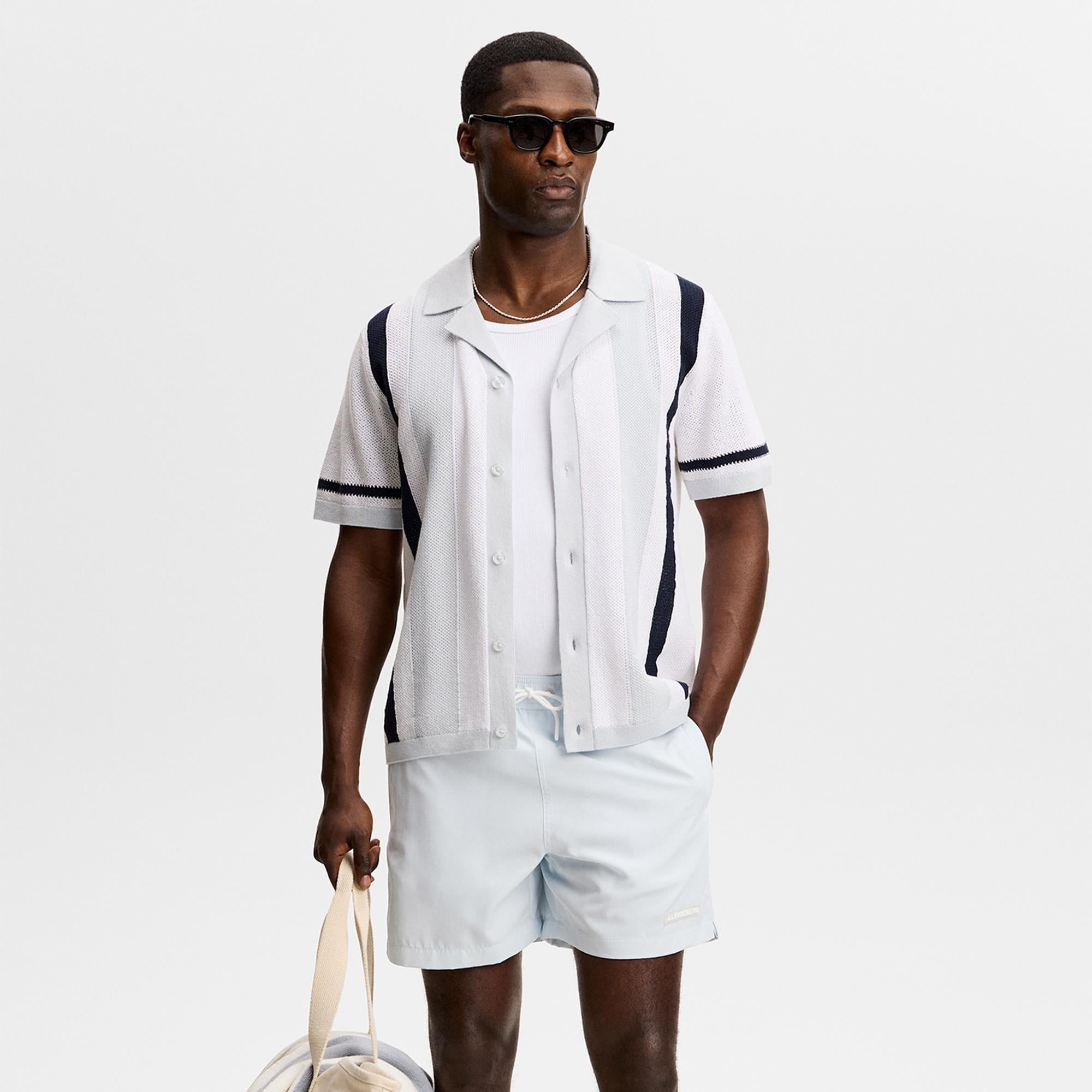 J Lindeberg Remus Resort Collar Knit Polo Skywriting