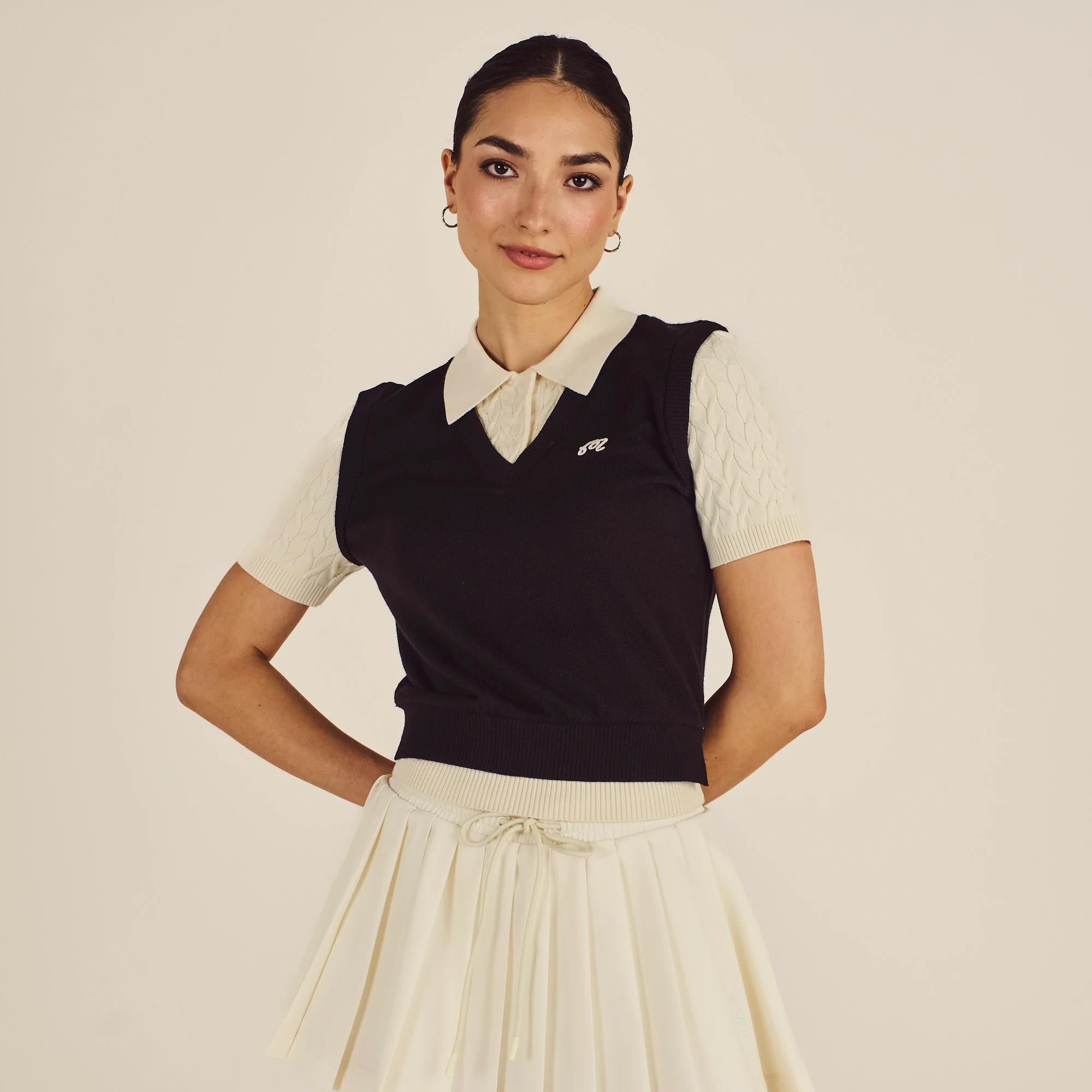 Malbon Golf Veronica Ladies Polo Shirt Black/Cream