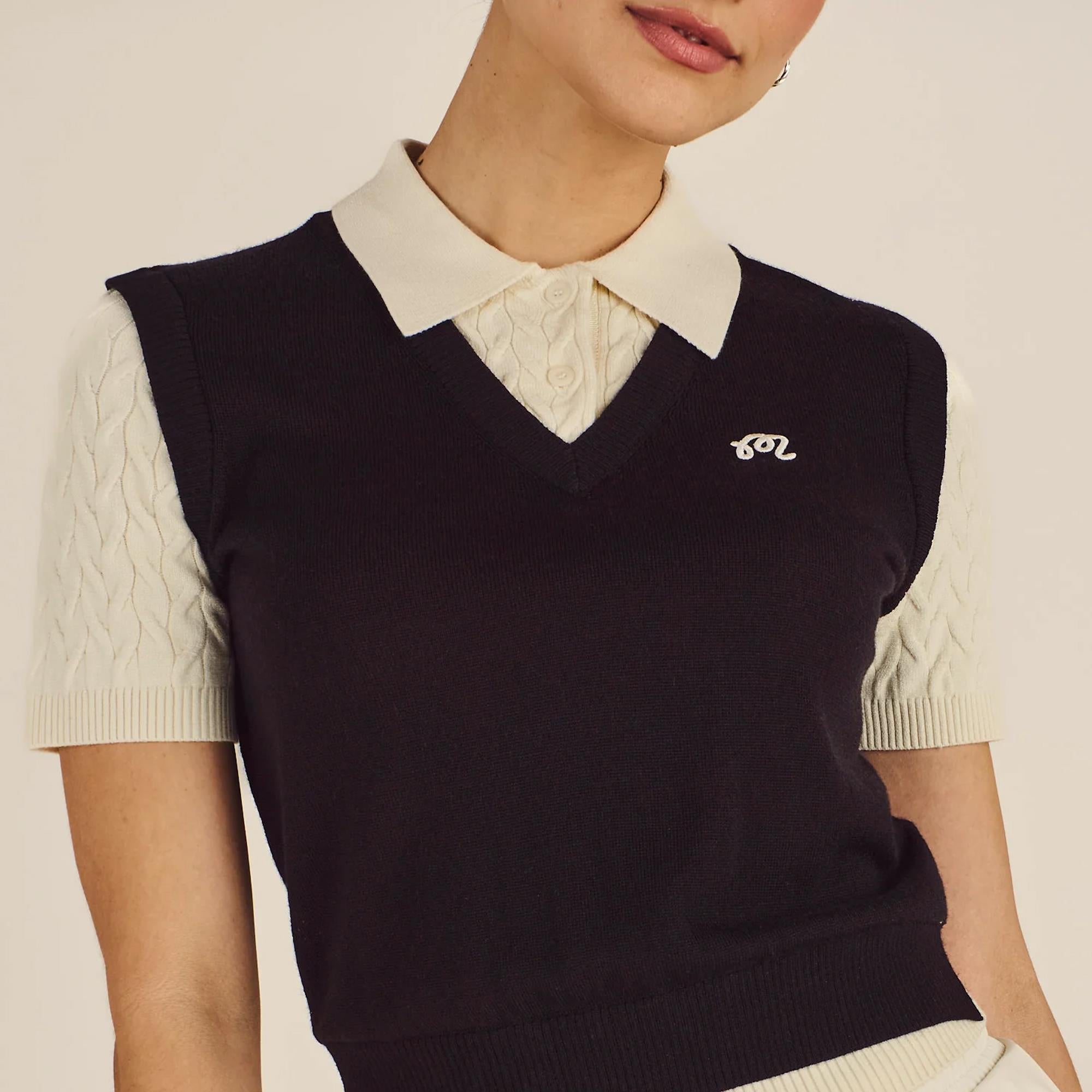 Malbon Golf Veronica Ladies Polo Shirt Black/Cream