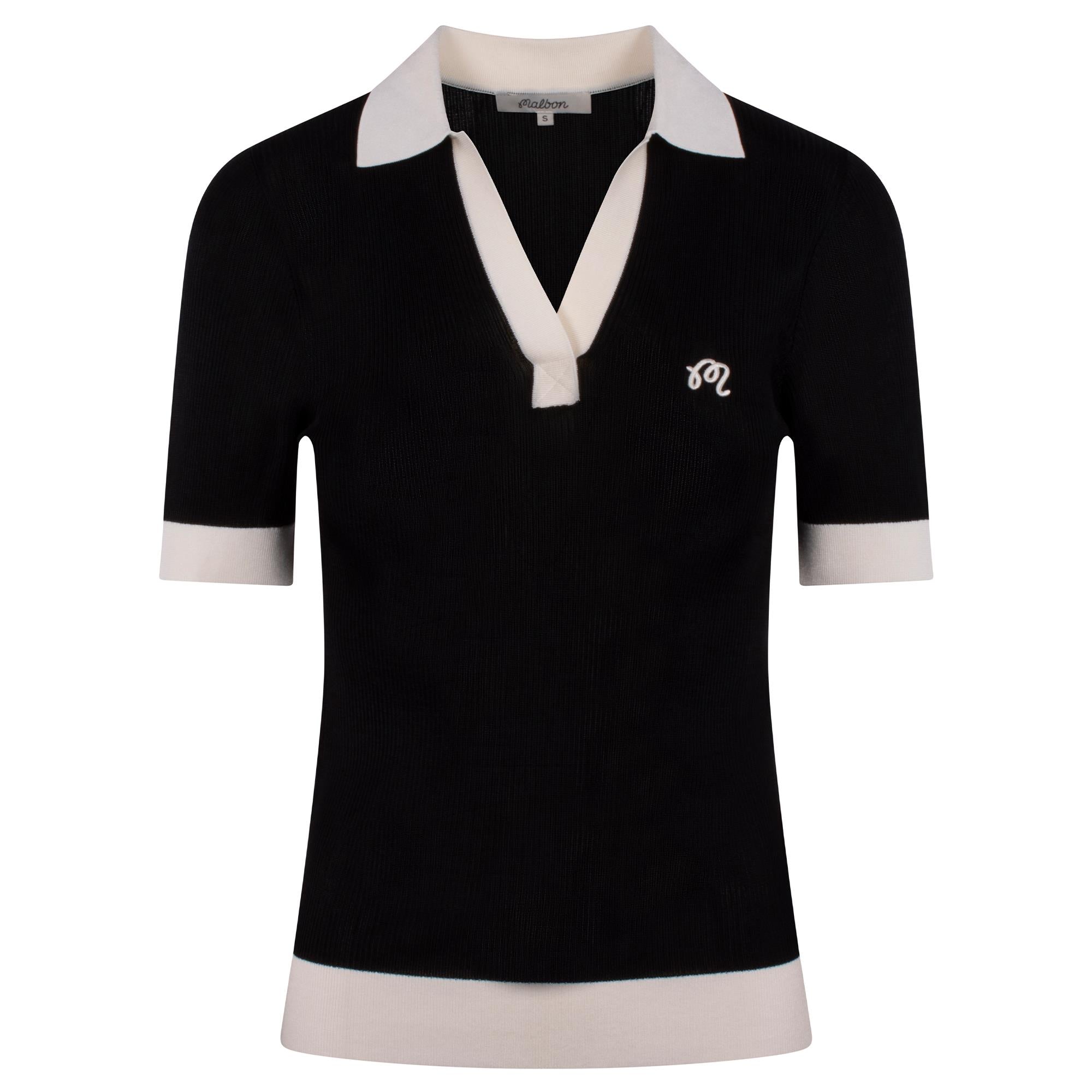 Malbon Golf Melany Knit Ladies Golf Polo Black