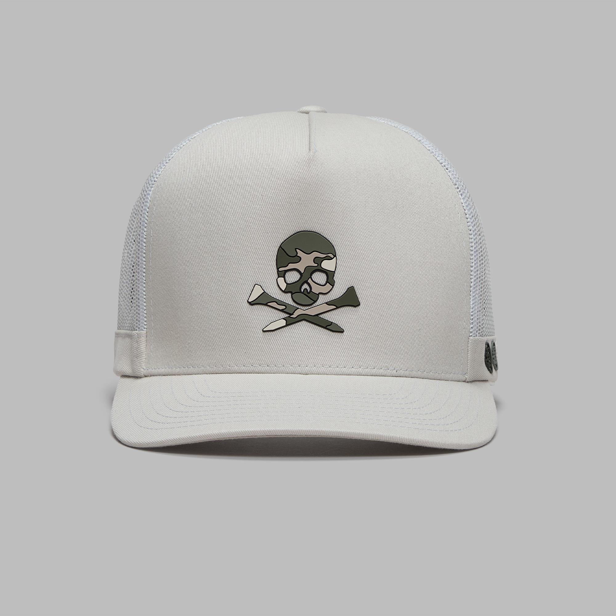 G/FORE Camo Skull & T's Tall Trucker Mens Cap Pumice
