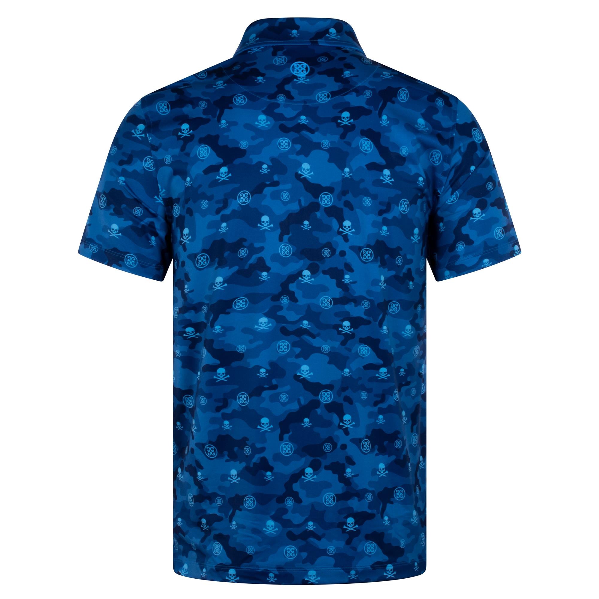 G/FORE Camo Skull & T's Icon Camo Tech Jersey Mens Golf Polo Shirt Azul