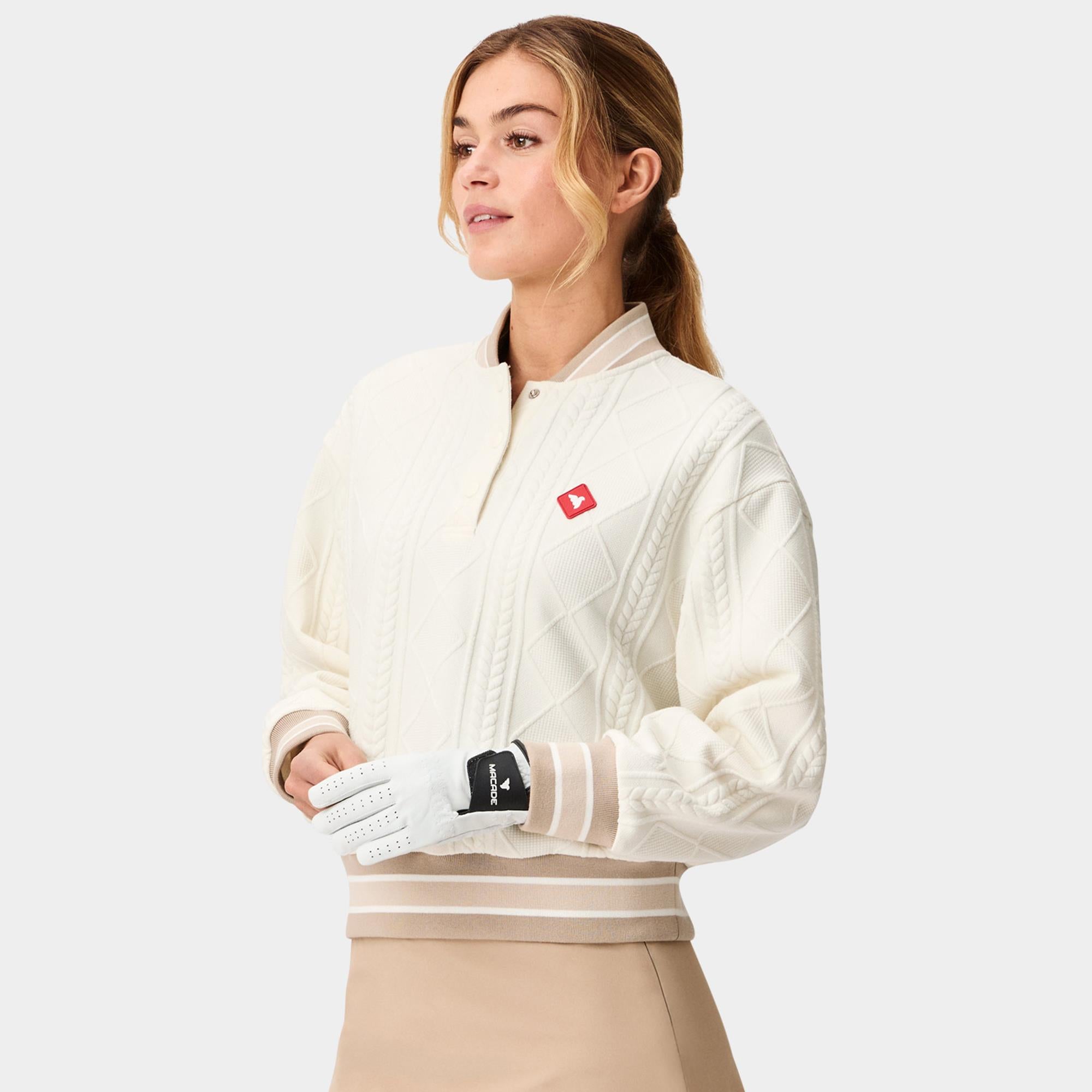Macade Golf TR Bomber Ladies Golf Pullover Bone