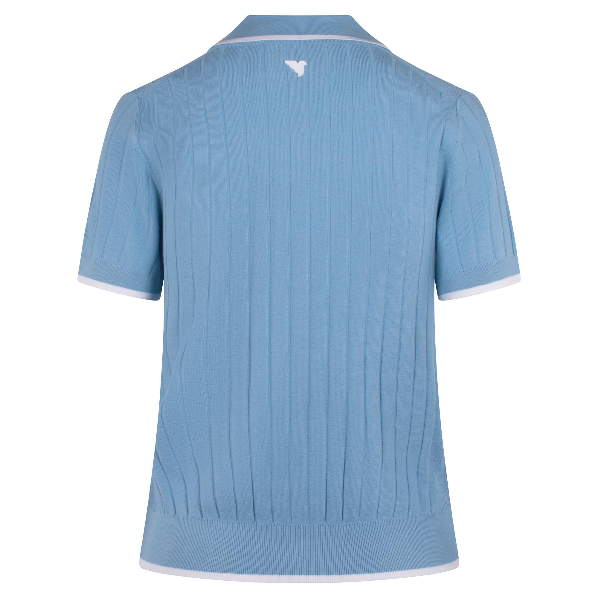 Macade Golf Skye Course Ladies Knit Golf Polo Shirt Light Blue