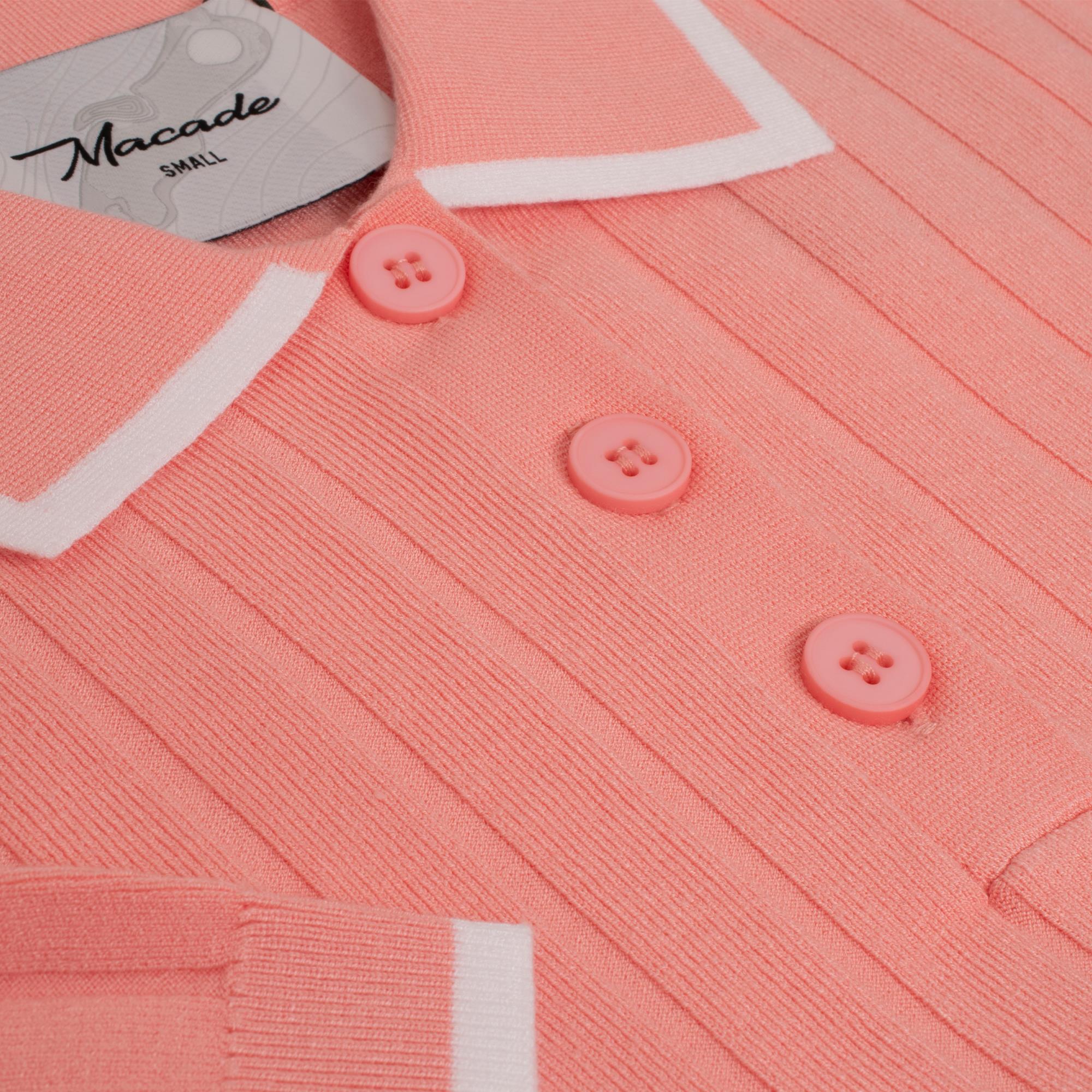 Macade Golf Skye Course Ladies Knit Golf Polo Shirt Coral