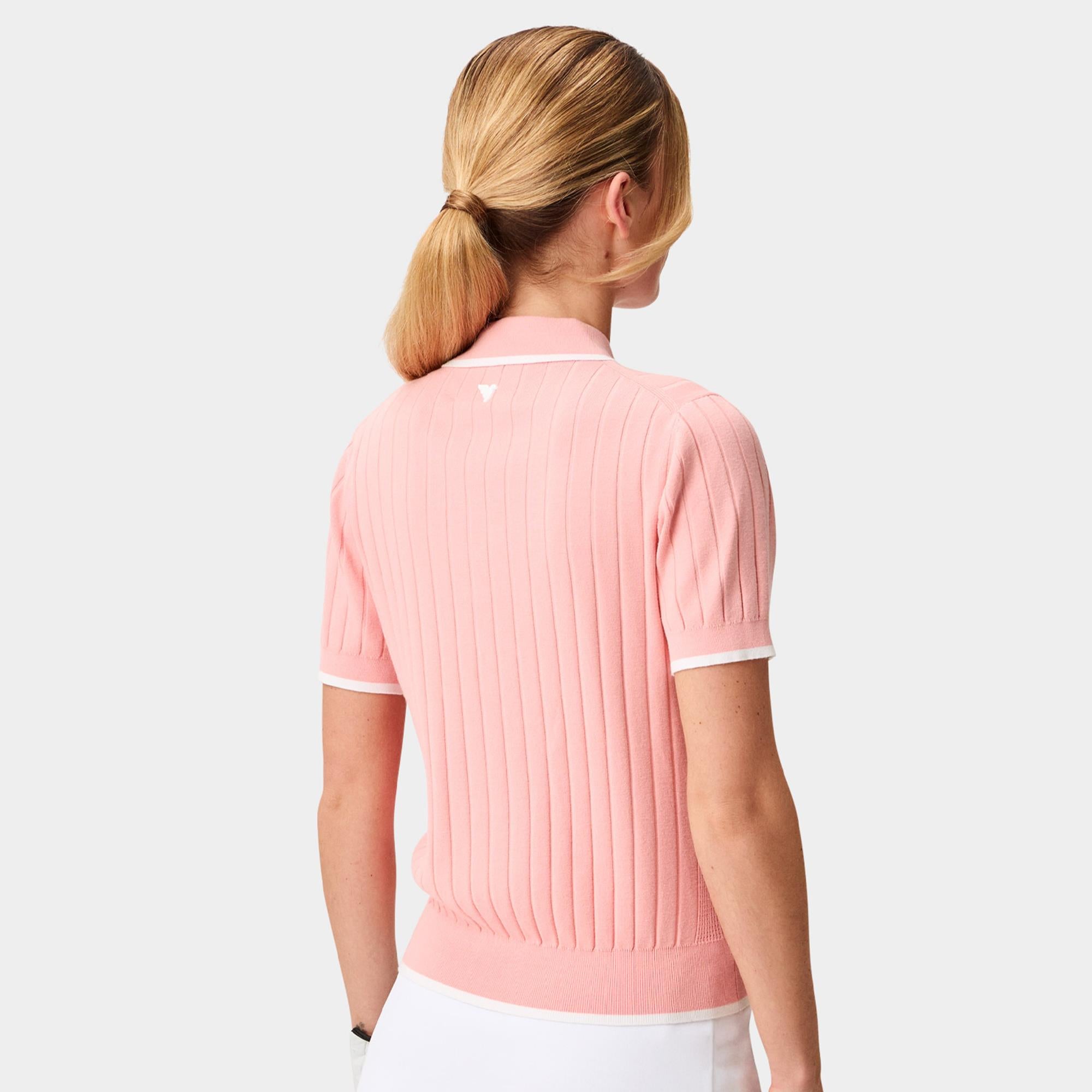 Macade Golf Skye Course Ladies Knit Golf Polo Shirt Coral