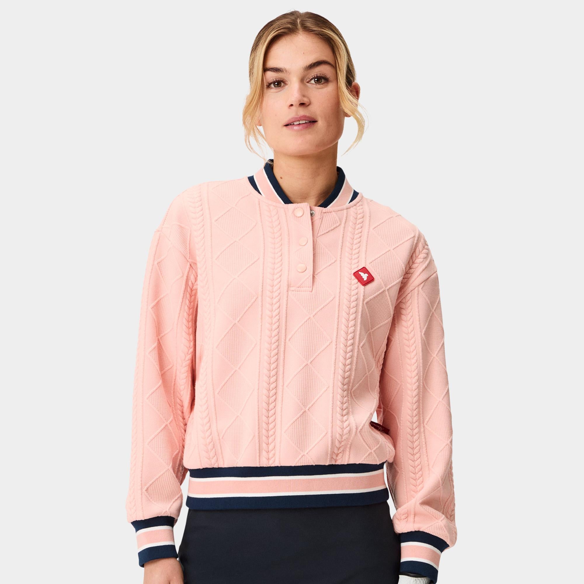 Macade Golf TR Bomber Ladies Golf Pullover Coral