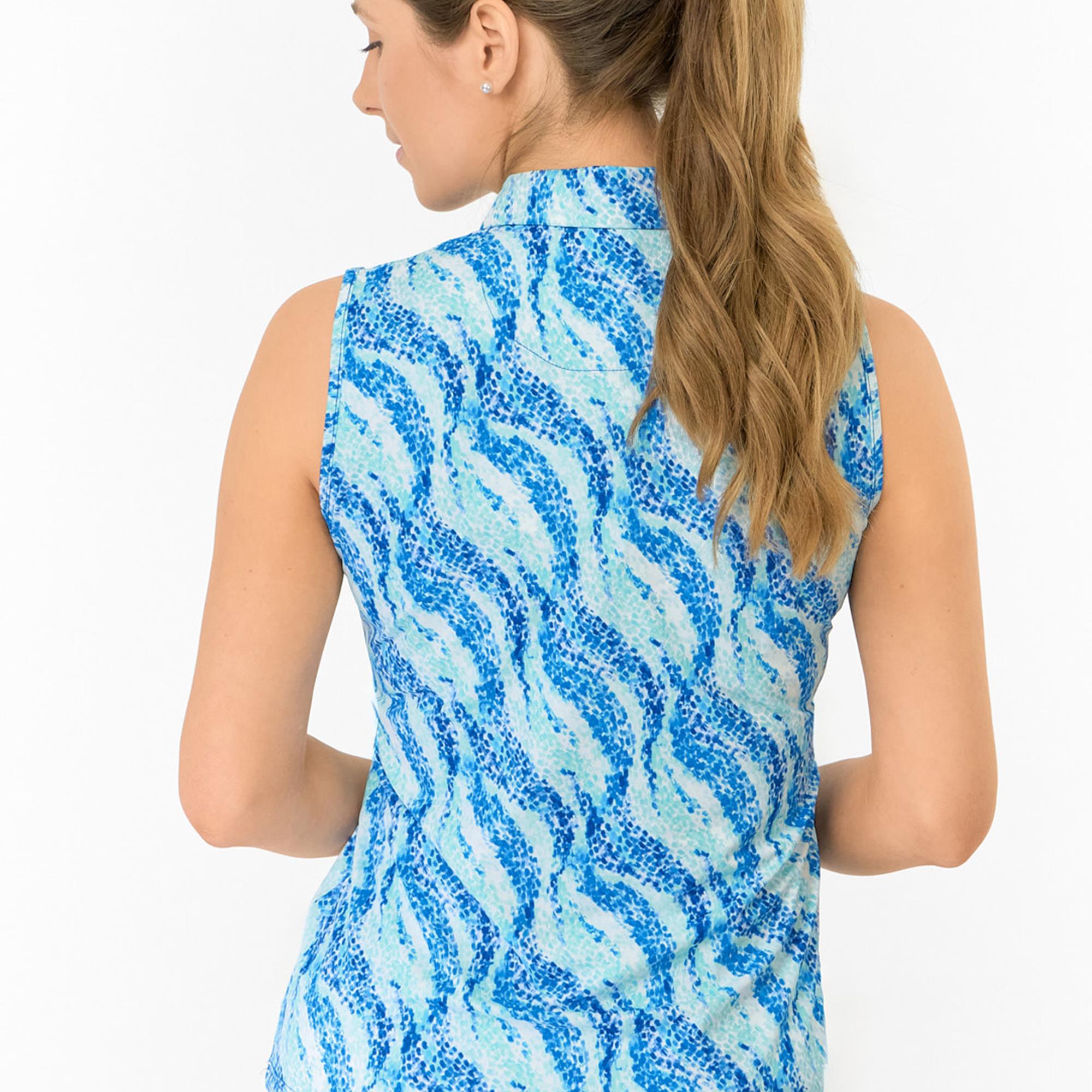 Pure Golf Liberty Sleeveless Ladies Golf Polo Shirt Marine Mosaic