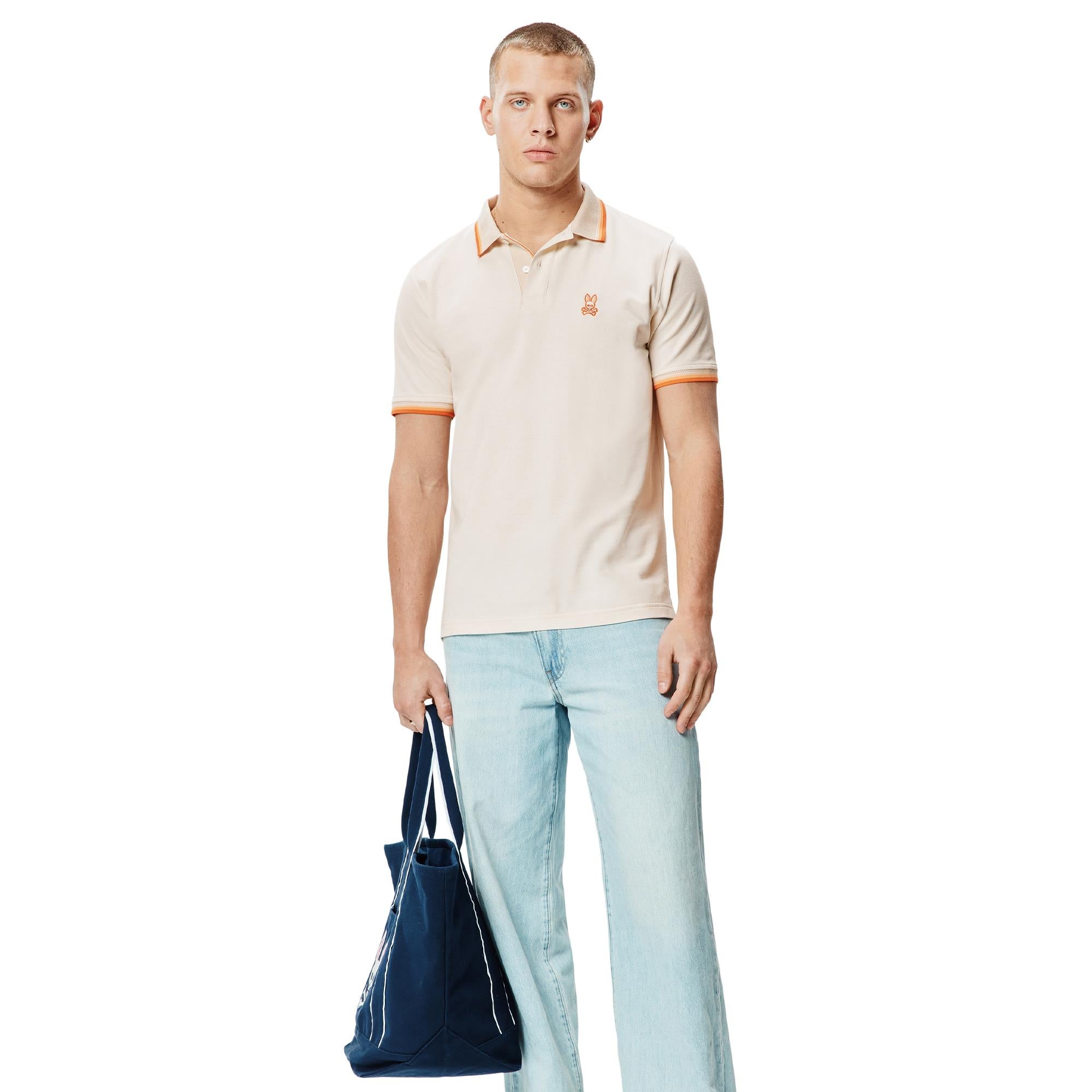 Psycho Bunny Holden Mens Pique Polo Shirt Sandshell
