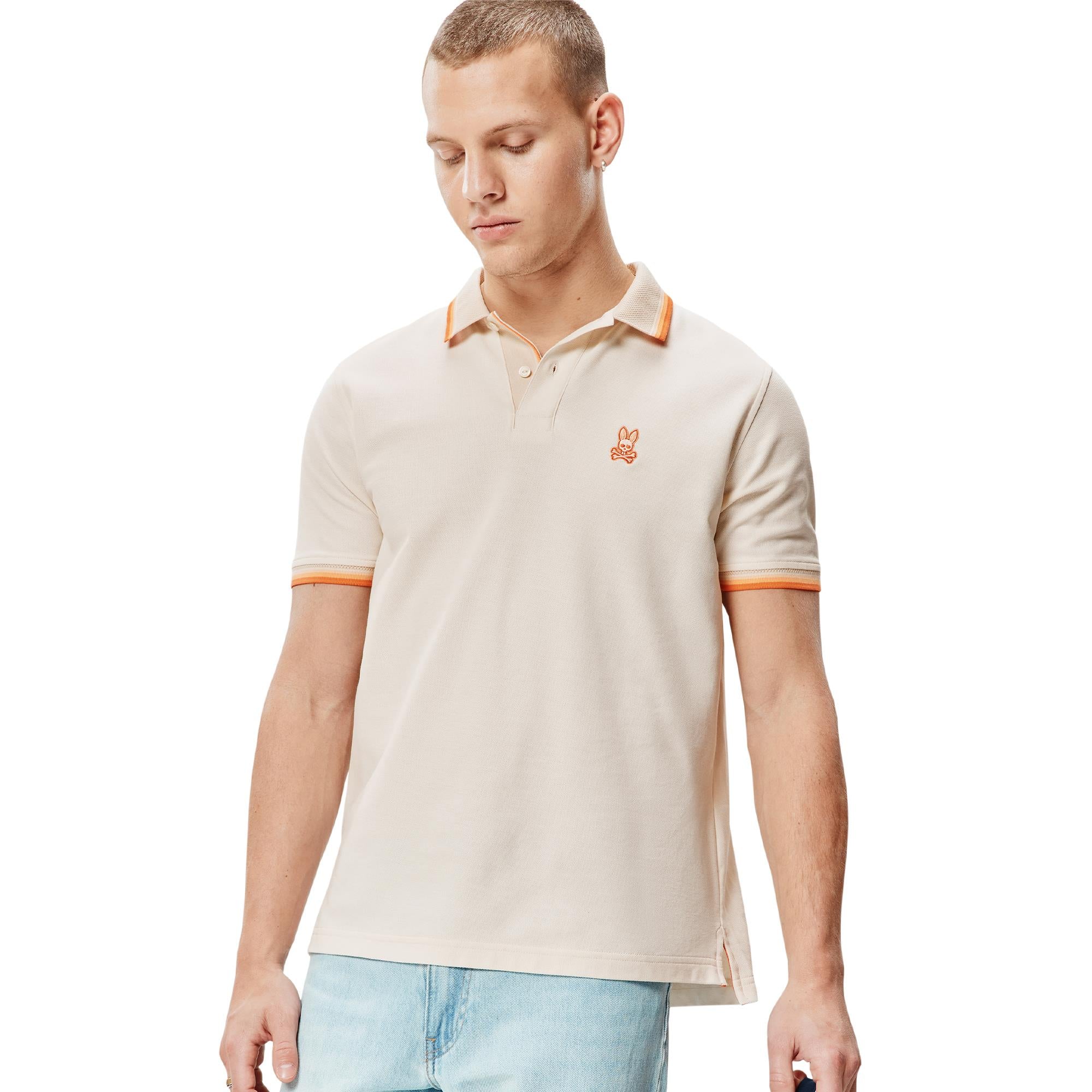 Psycho Bunny Holden Mens Pique Polo Shirt Sandshell