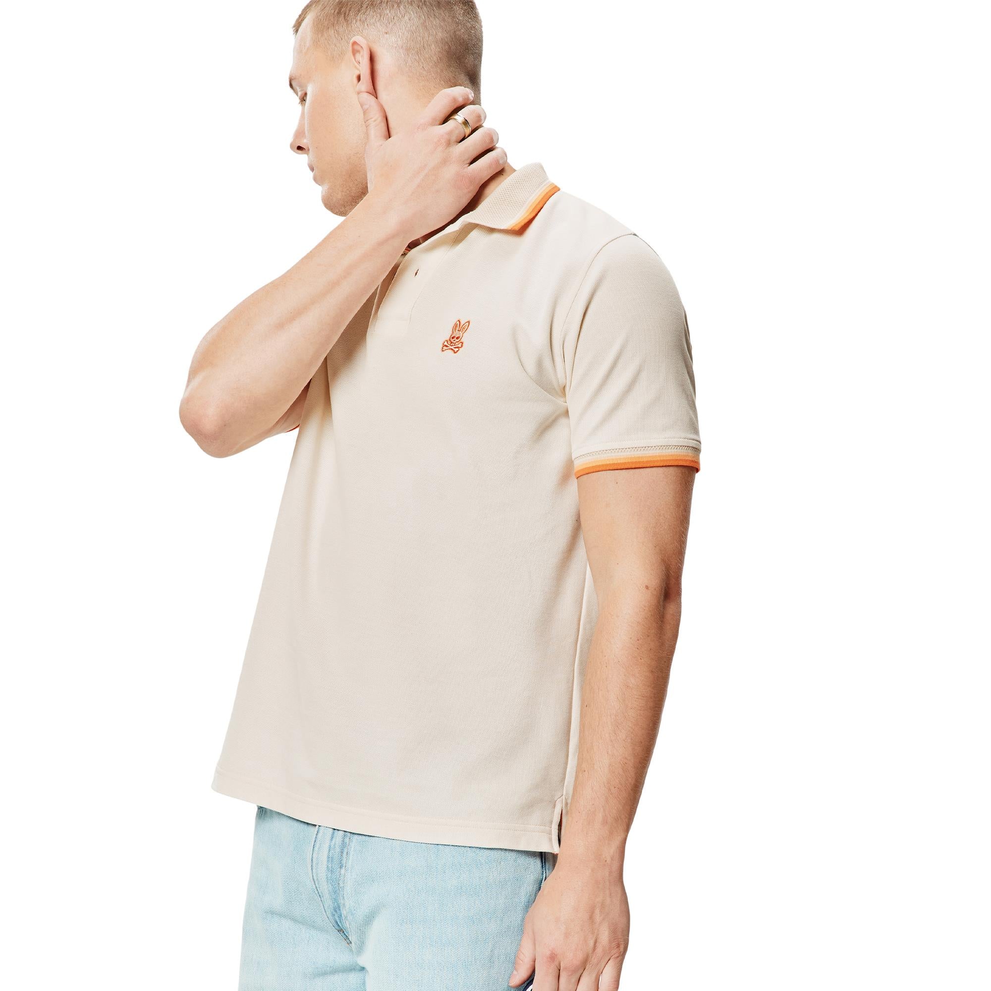 Psycho Bunny Holden Mens Pique Polo Shirt Sandshell