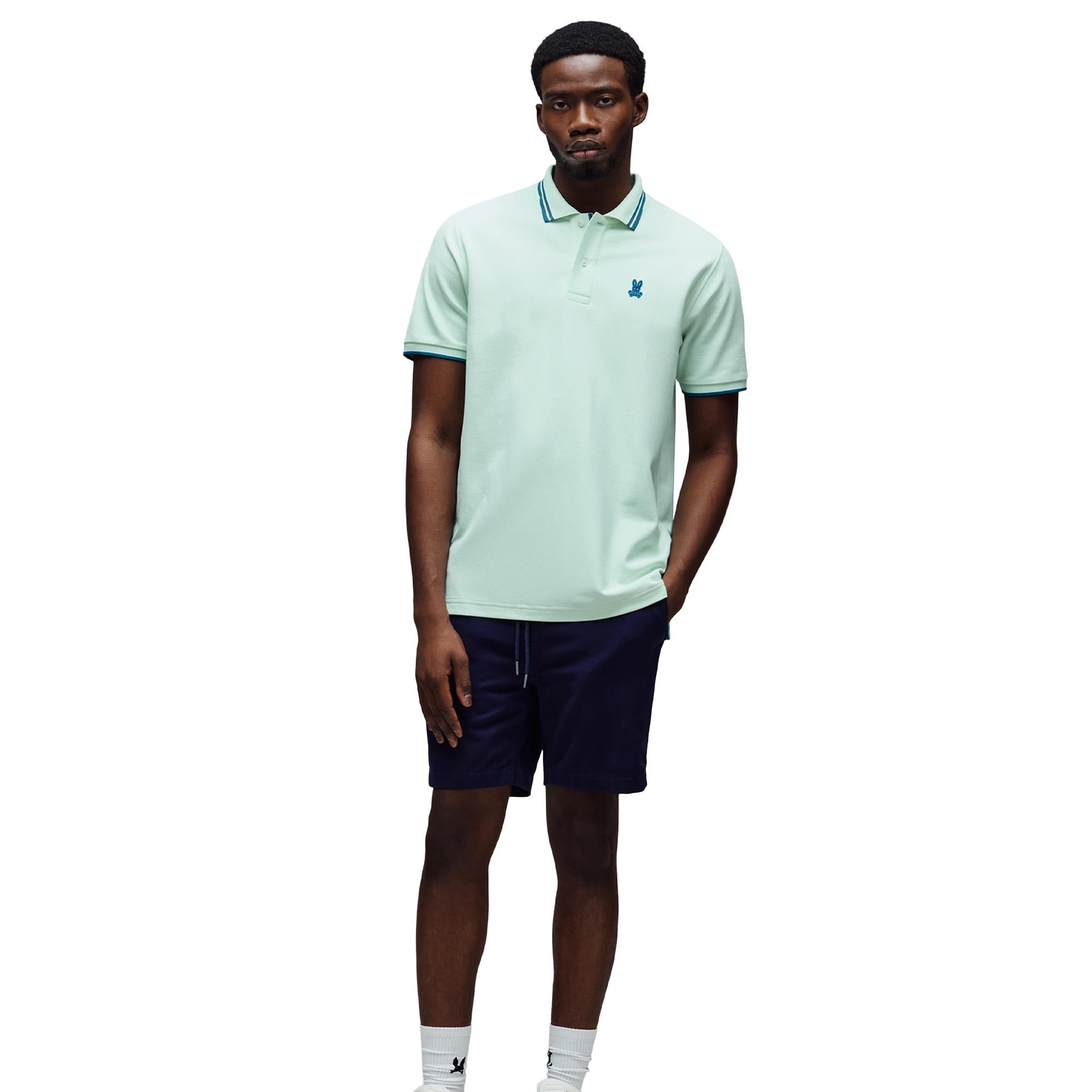 Psycho Bunny Zev Pique Mens Polo Shirt Misty Jade