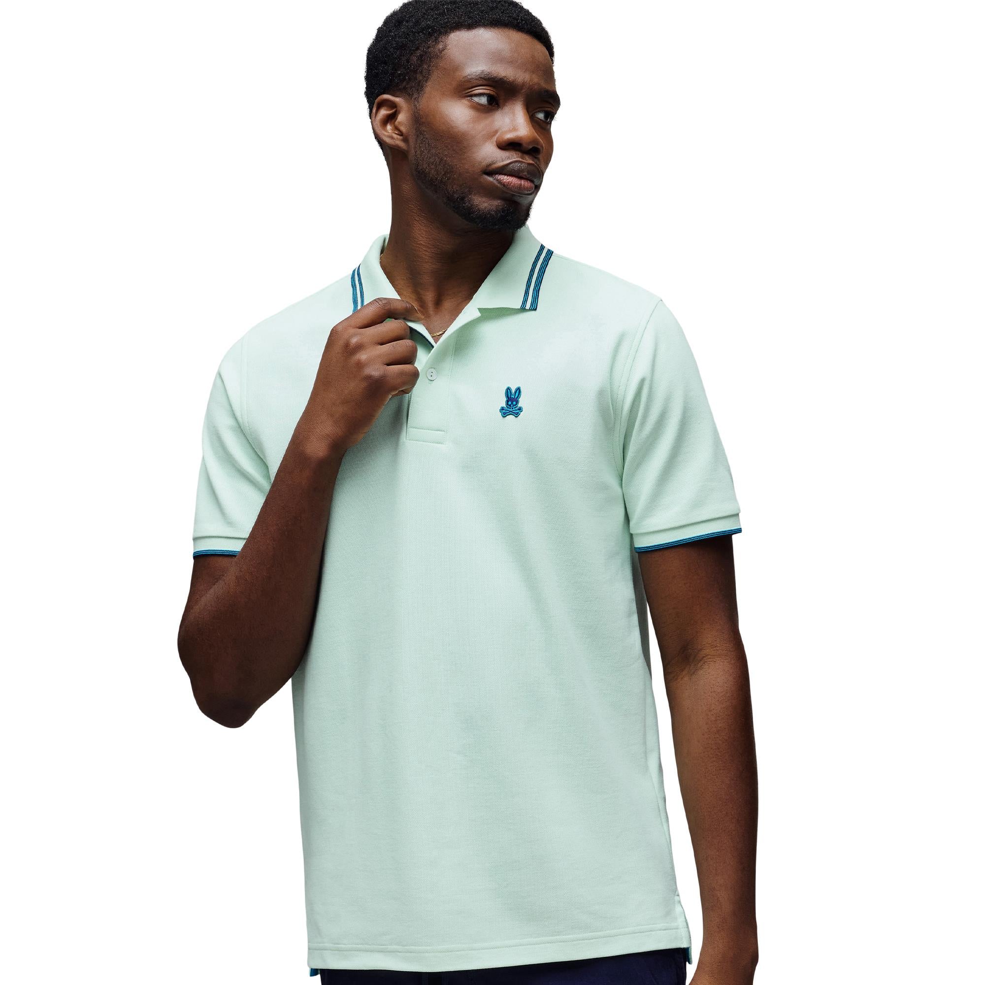 Psycho Bunny Zev Pique Mens Polo Shirt Misty Jade
