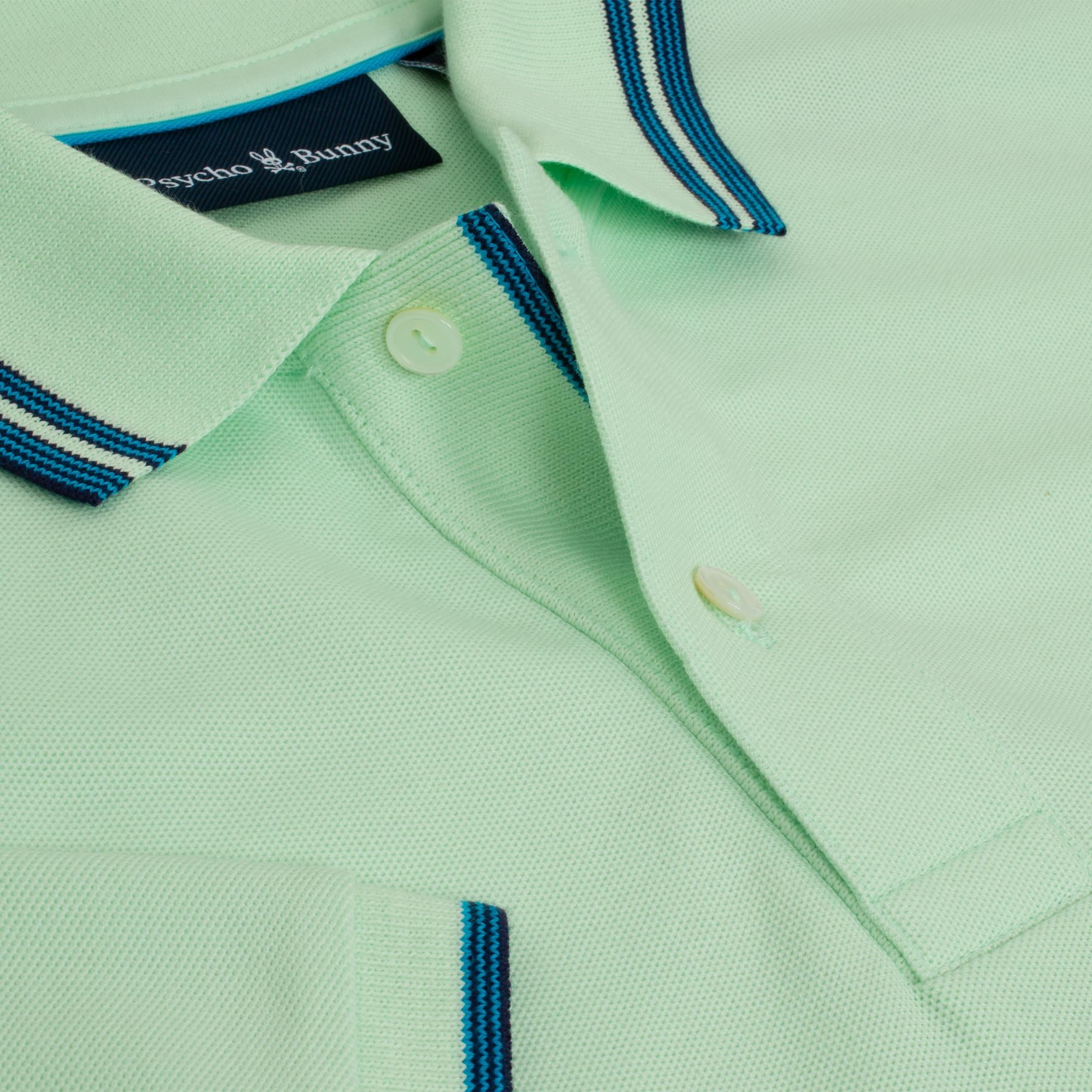 Psycho Bunny Zev Pique Mens Polo Shirt Misty Jade