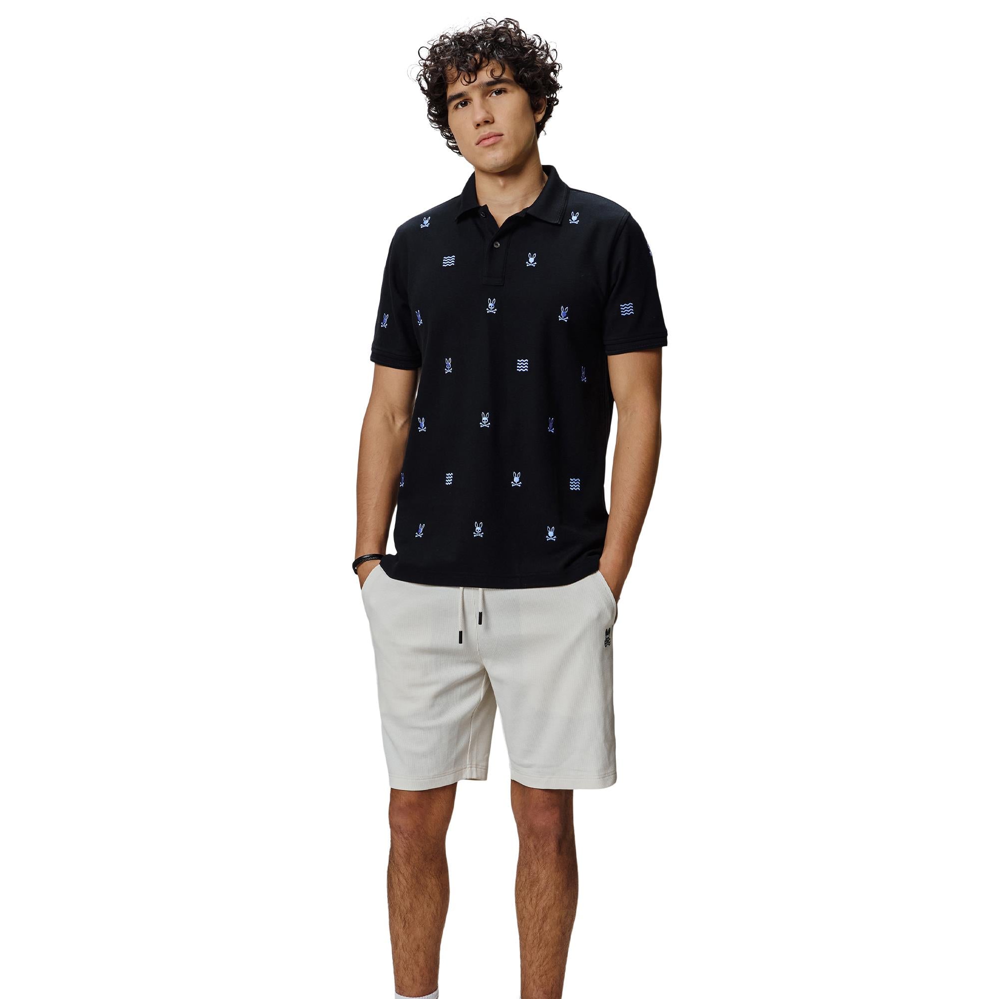 Psycho Bunny Colin Aoe Pique Mens Polo Shirt Black