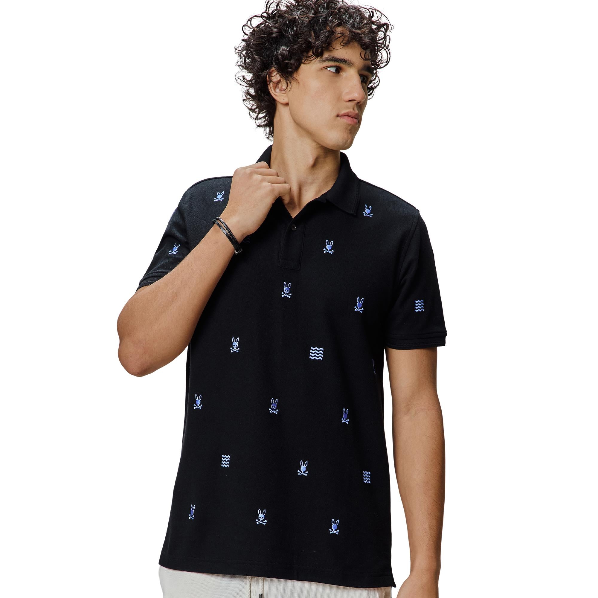 Psycho Bunny Colin Aoe Pique Mens Polo Shirt Black