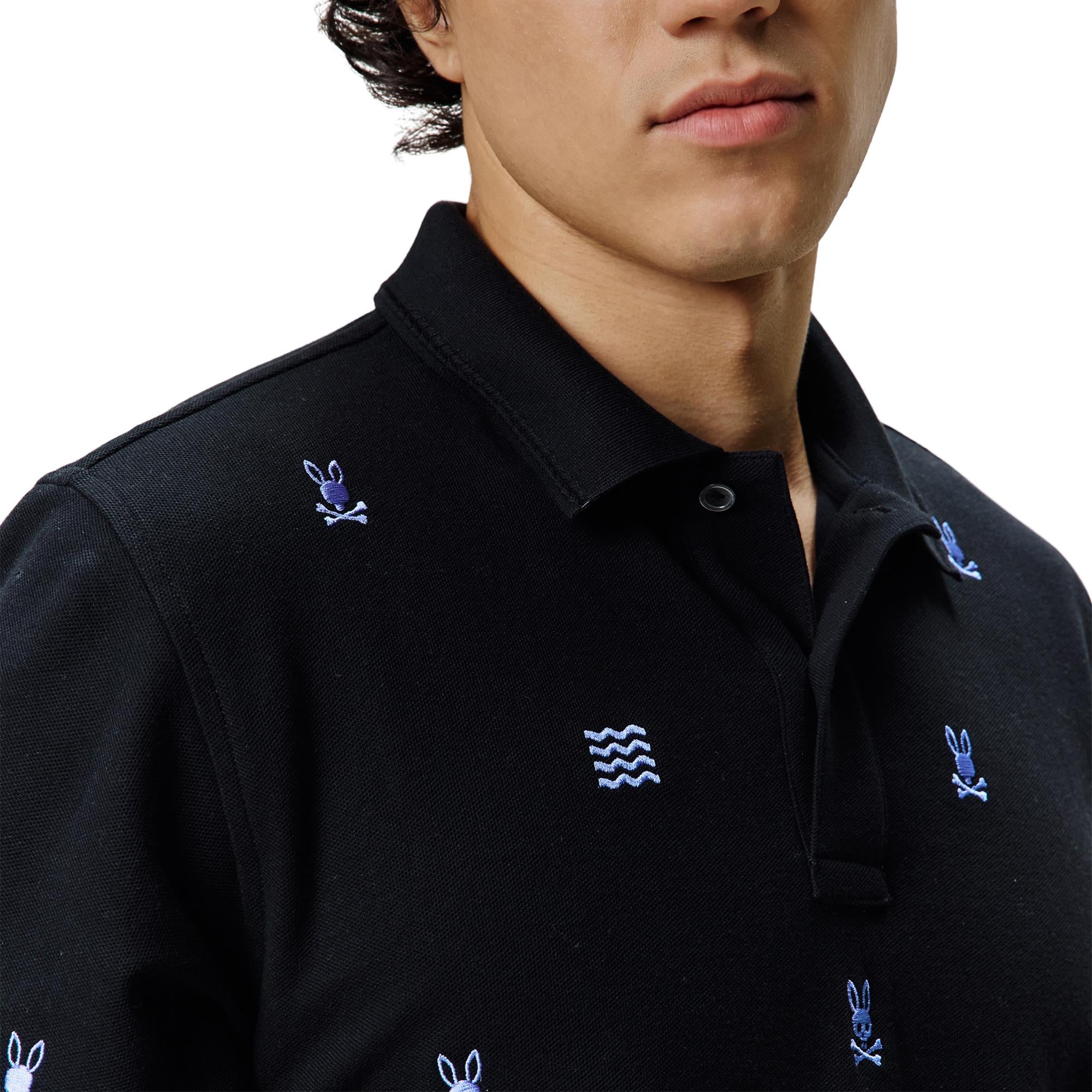 Psycho Bunny Colin Aoe Pique Mens Polo Shirt Black