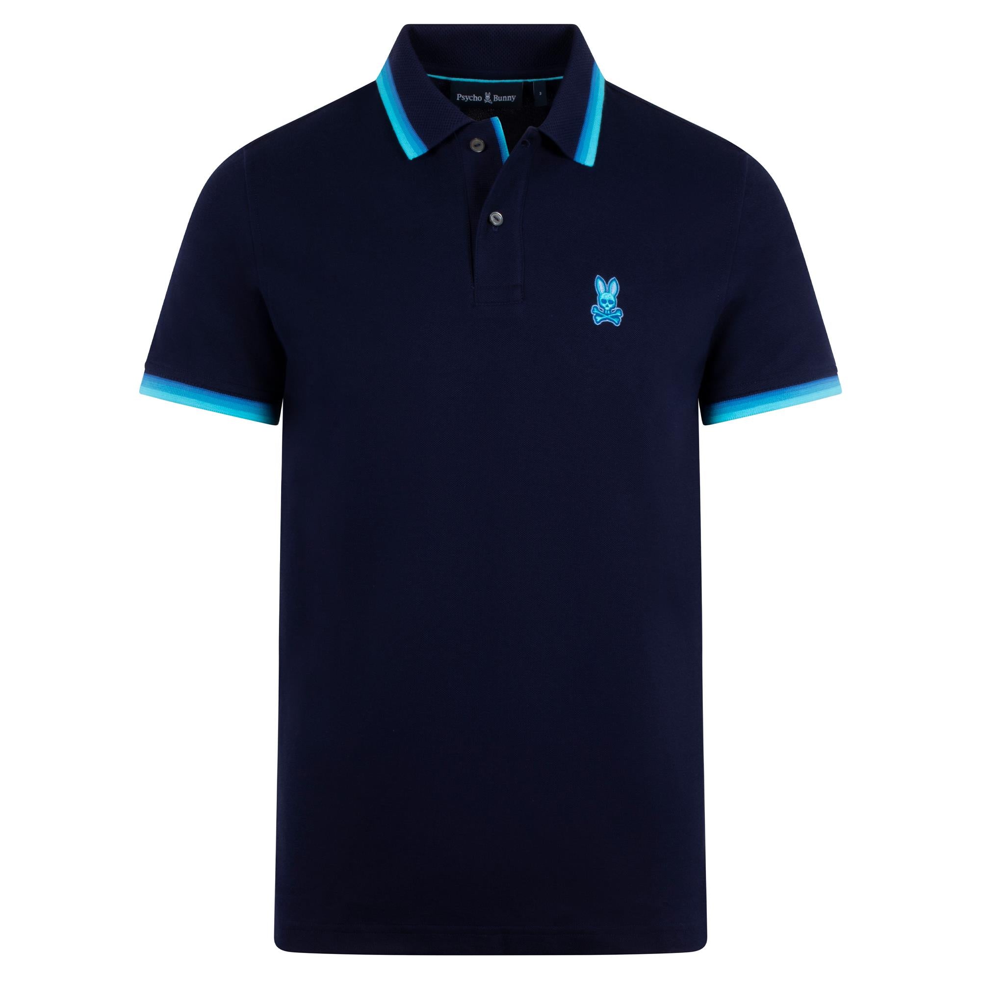 Psycho Bunny Holden Mens Pique Polo Shirt Evening Blue