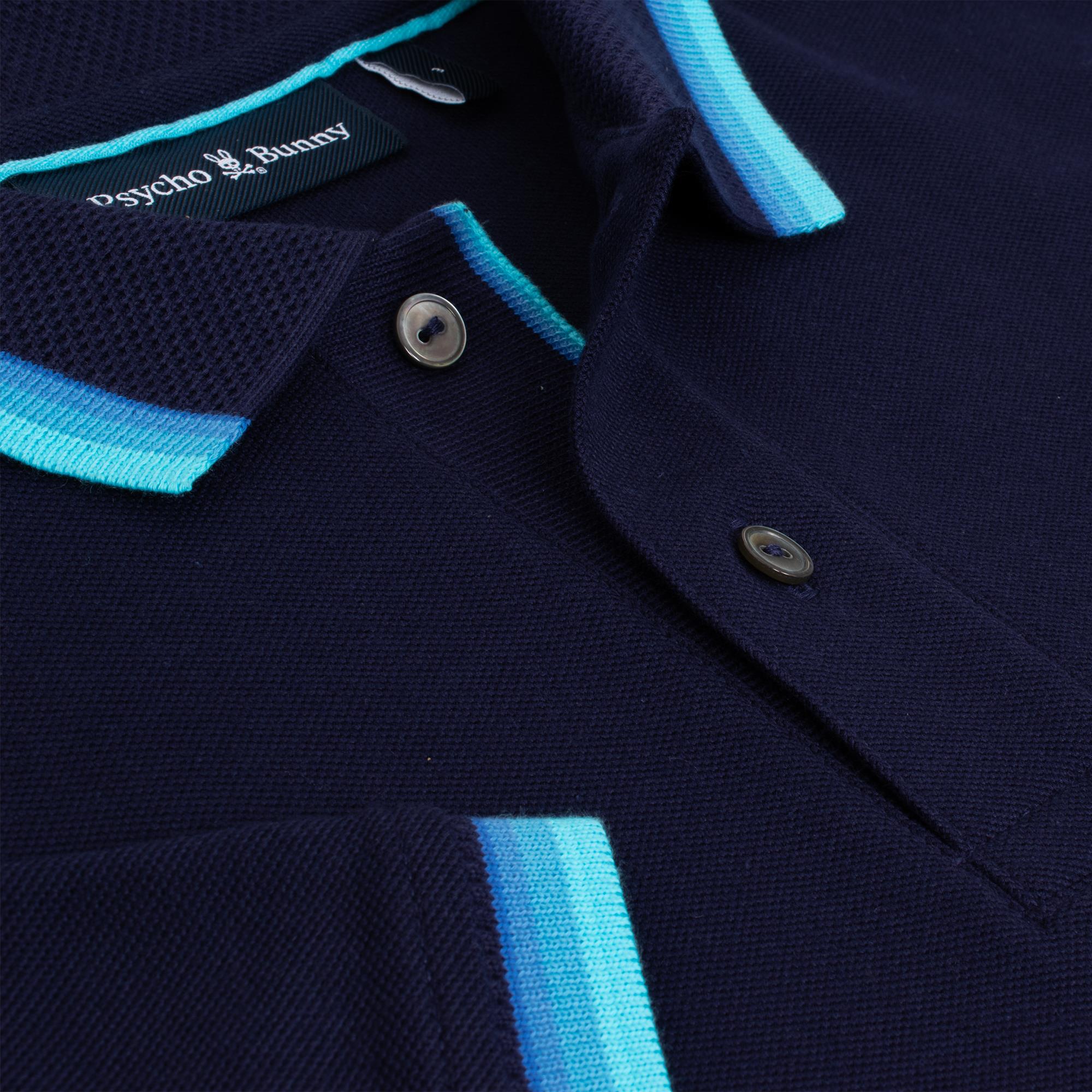 Psycho Bunny Holden Mens Pique Polo Shirt Evening Blue