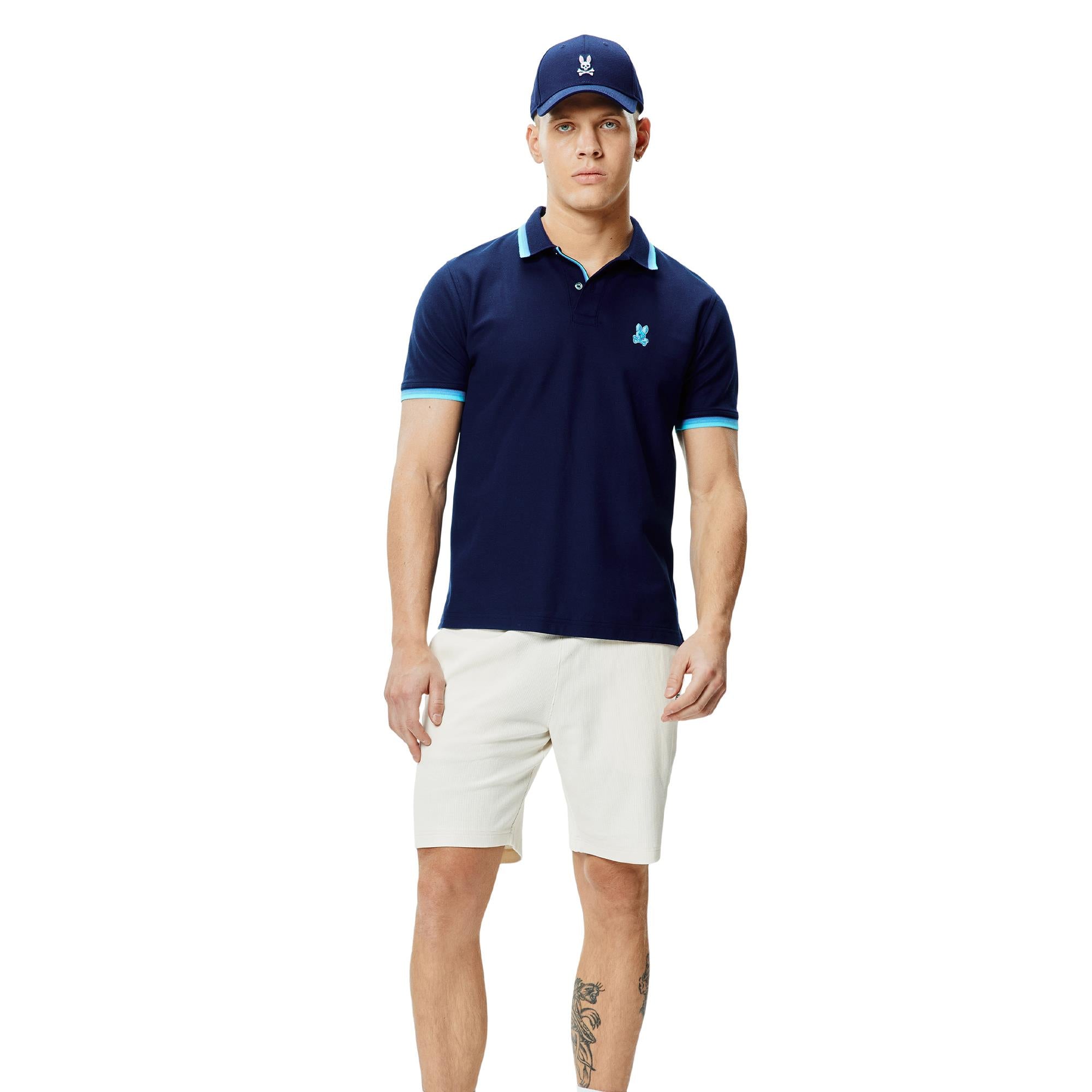 Psycho Bunny Holden Mens Pique Polo Shirt Evening Blue