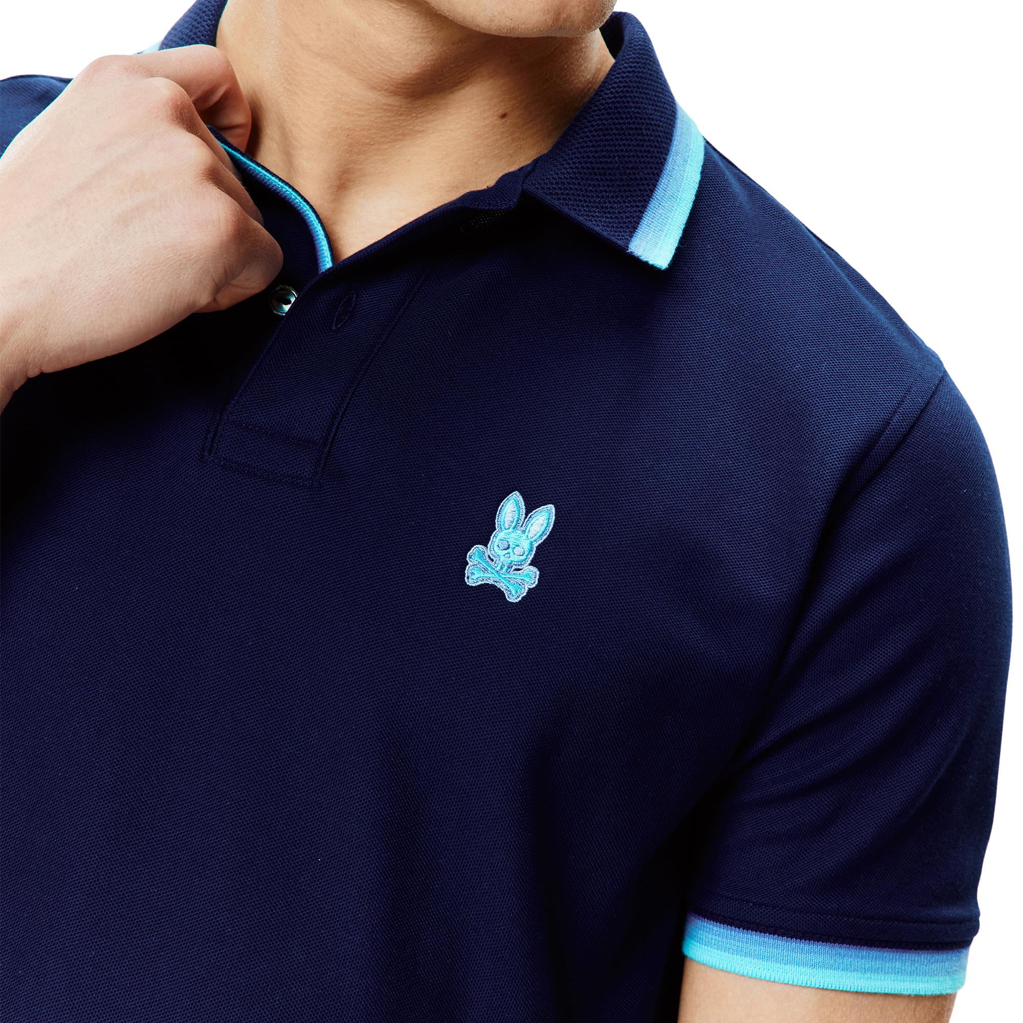 Psycho Bunny Holden Mens Pique Polo Shirt Evening Blue