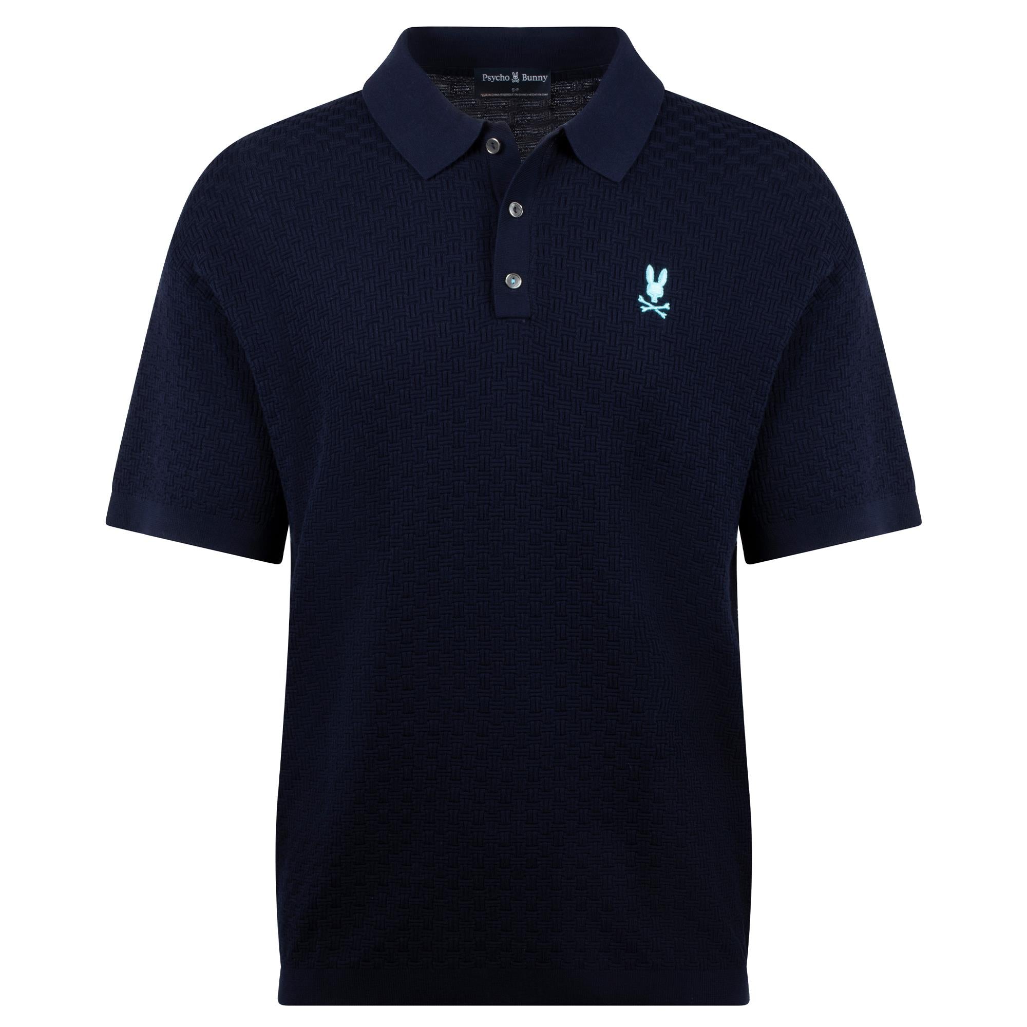Psycho Bunny Finnegan Knit Mens Polo Shirt Evening Blue