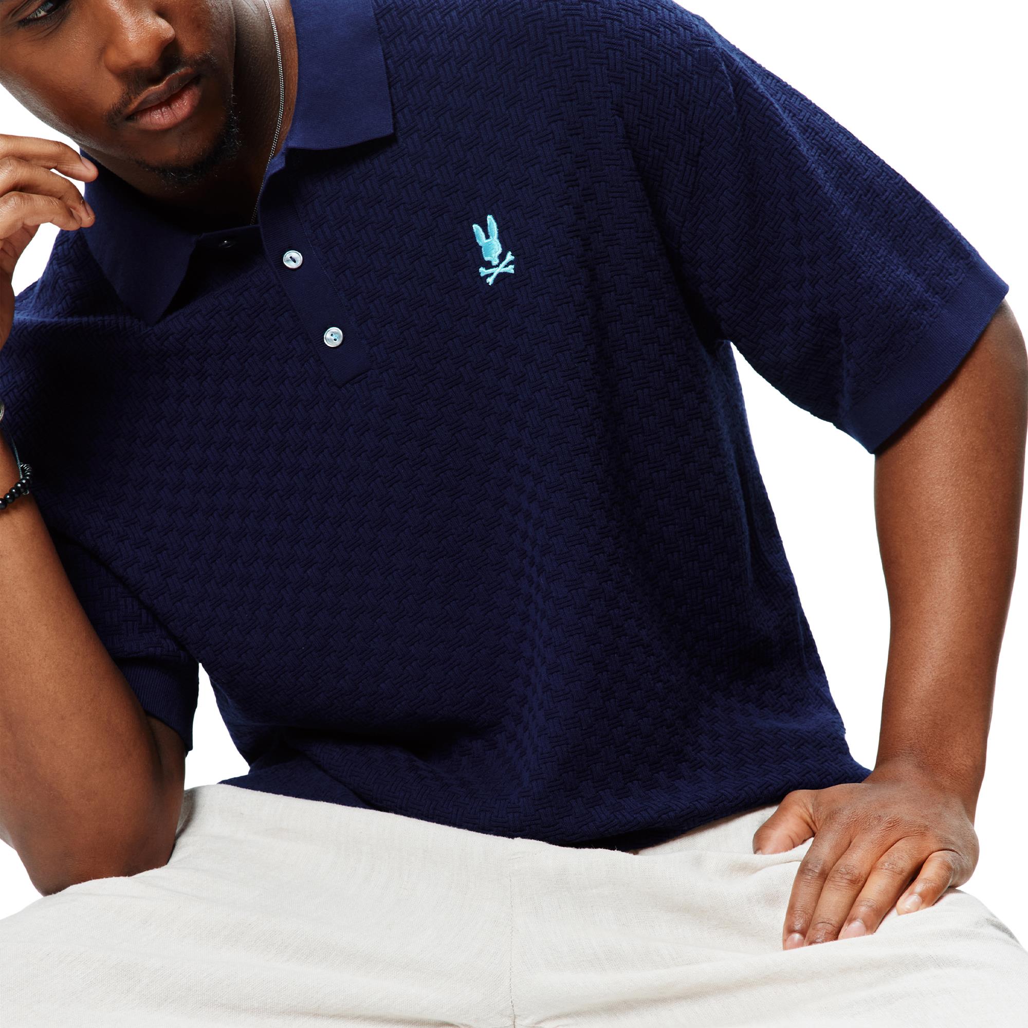 Psycho Bunny Finnegan Knit Mens Polo Shirt Evening Blue