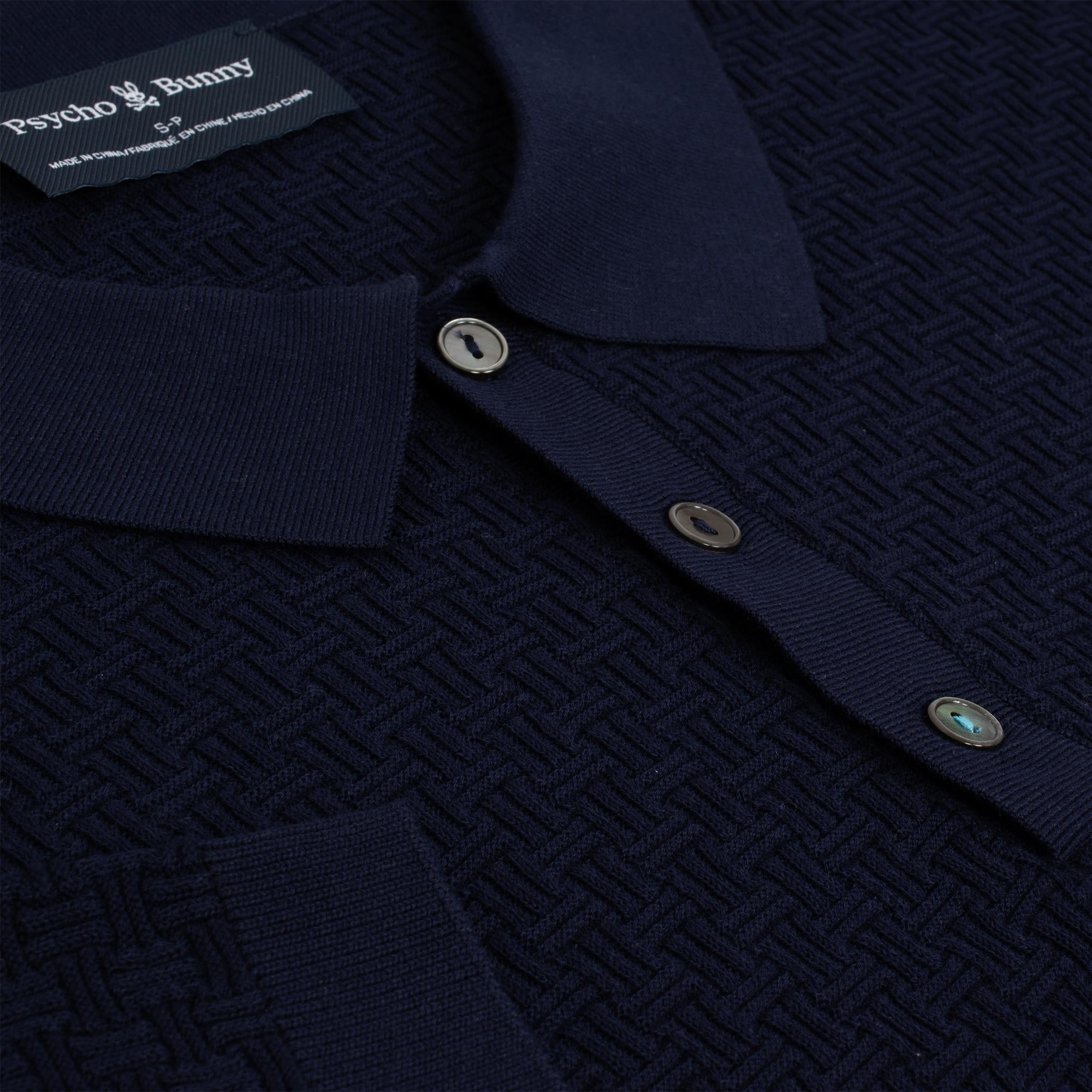 Psycho Bunny Finnegan Knit Mens Polo Shirt Evening Blue