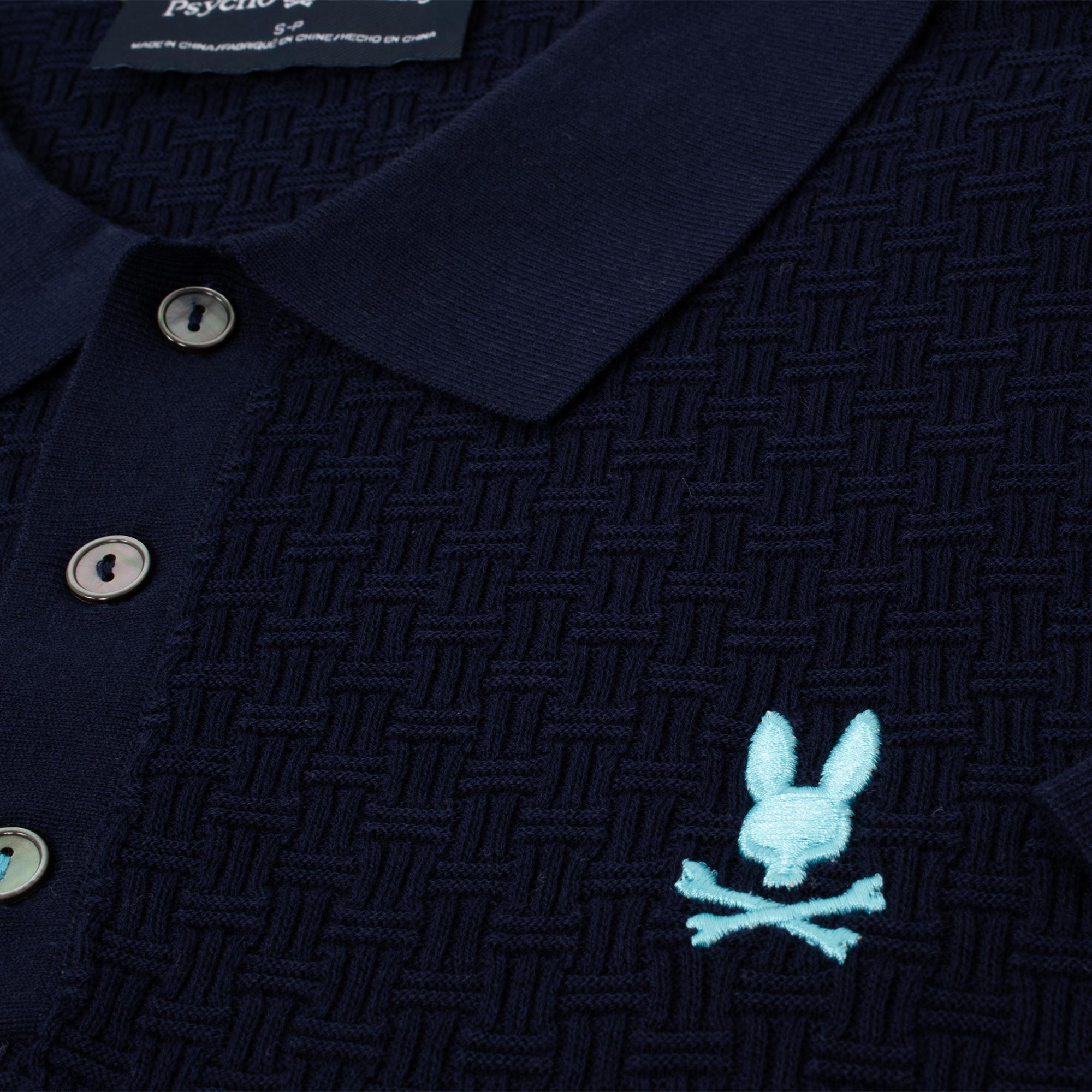 Psycho Bunny Finnegan Knit Mens Polo Shirt Evening Blue
