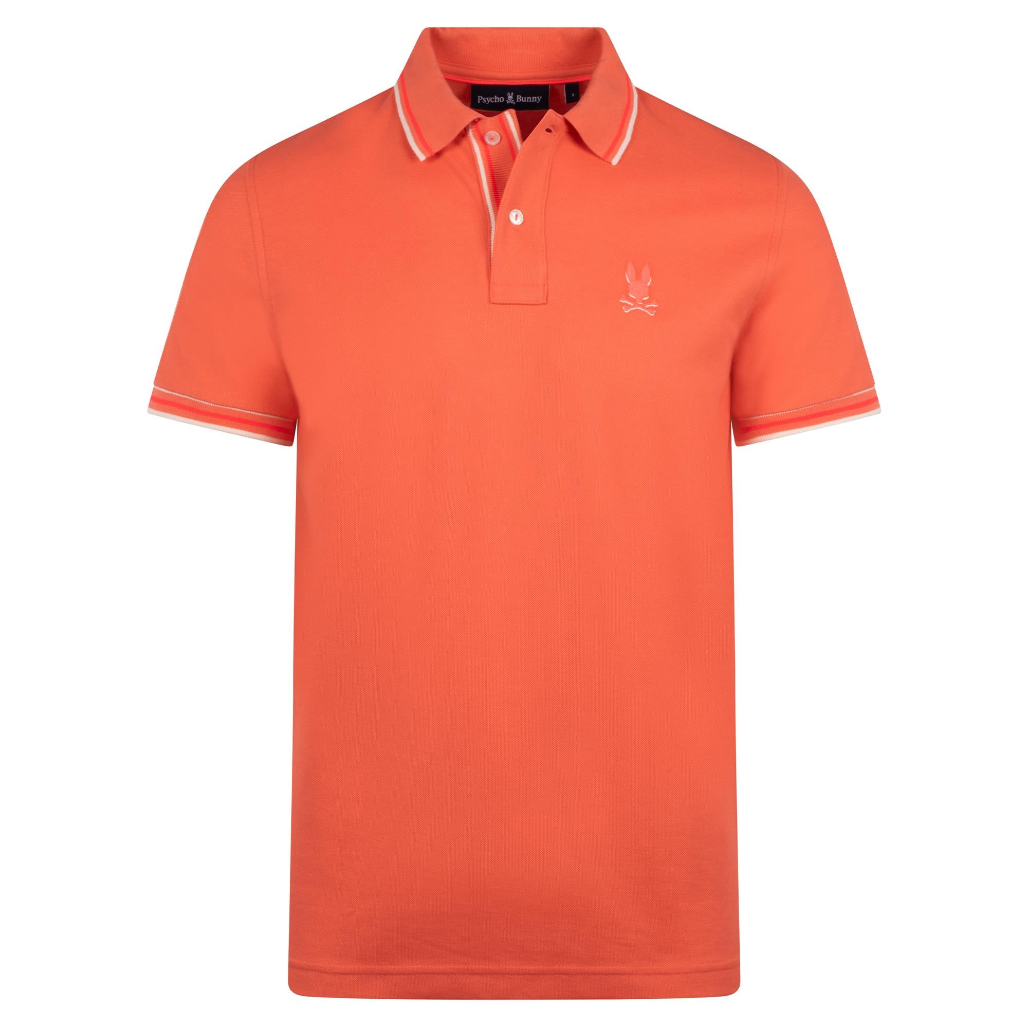 Psycho Bunny Brad Aop Undercollar Mens Pique Polo Shirt Emberglow