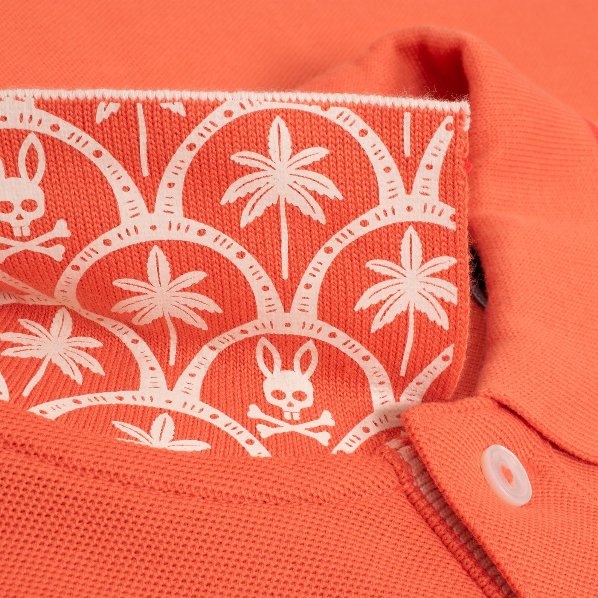 Psycho Bunny Brad Aop Undercollar Mens Pique Polo Shirt Emberglow
