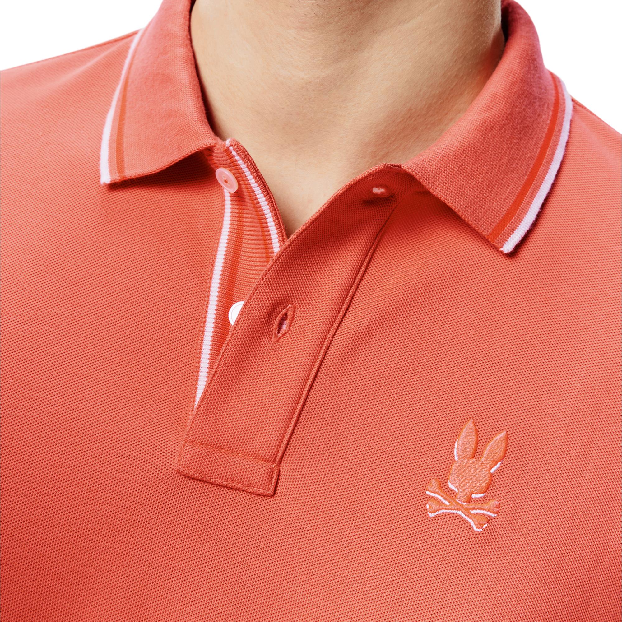 Psycho Bunny Brad Aop Undercollar Mens Pique Polo Shirt Emberglow