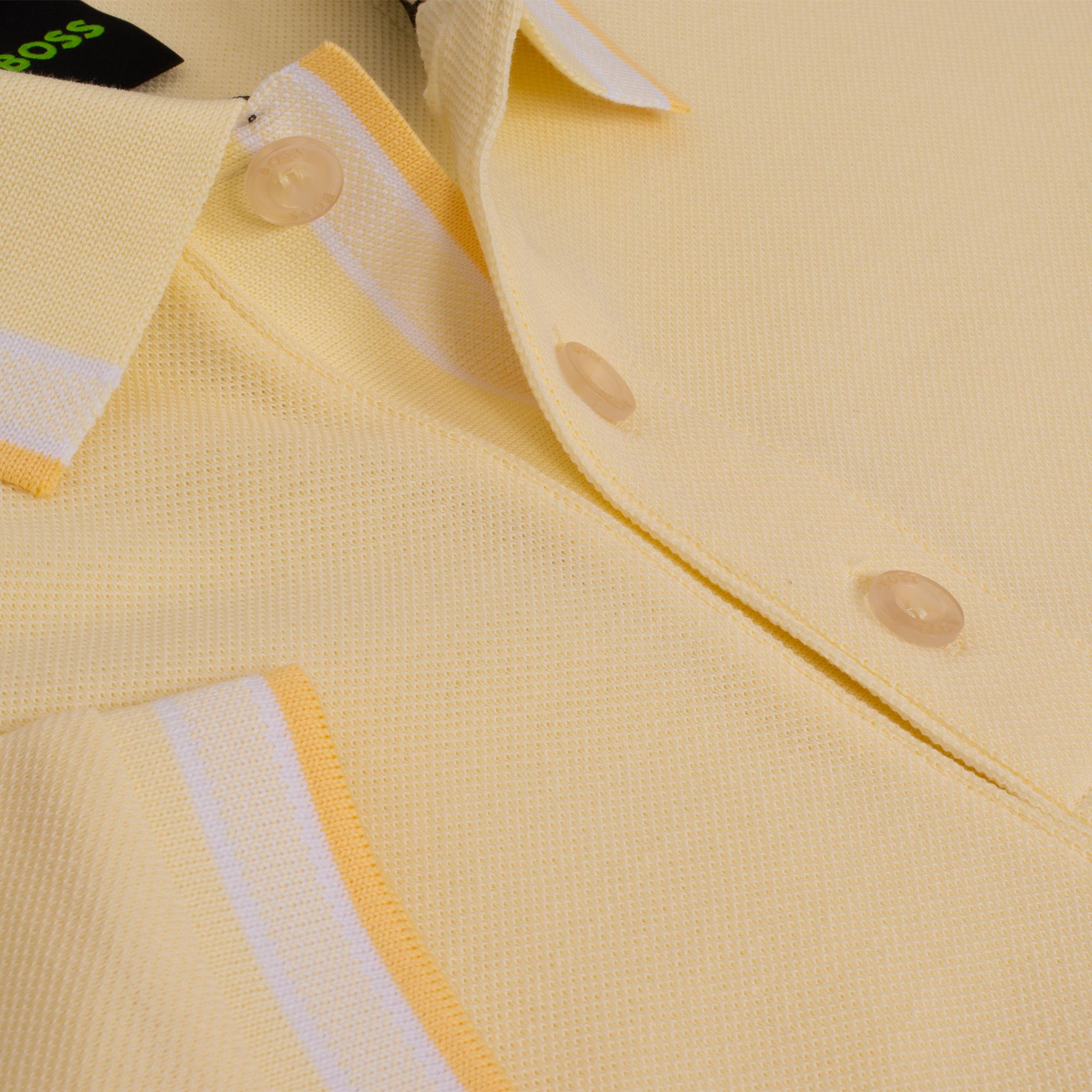 Boss Paddy Cotton Pique Mens Polo Shirt Open Yellow
